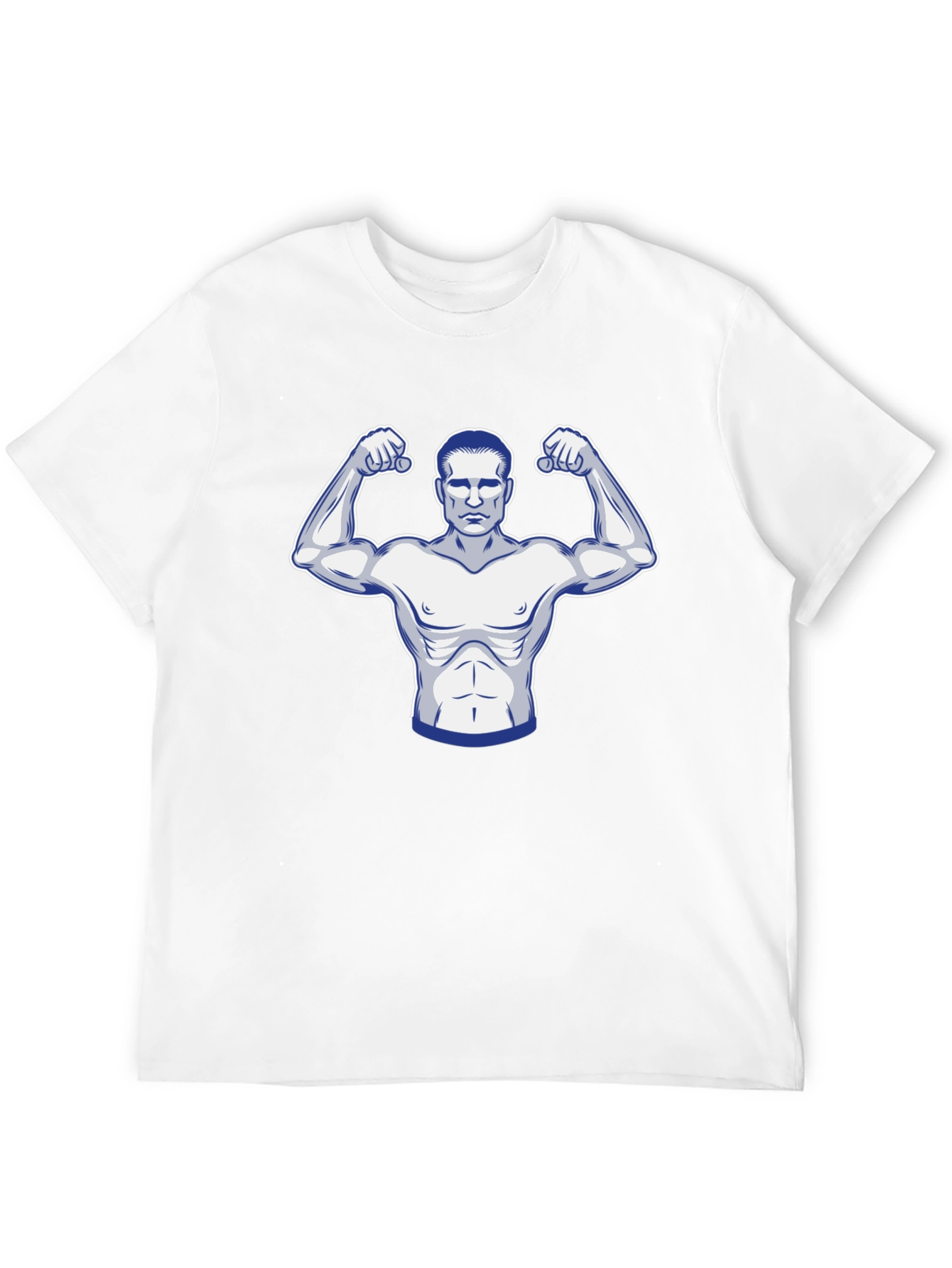 Black Graphic T-Shirt: Muscular Man Design