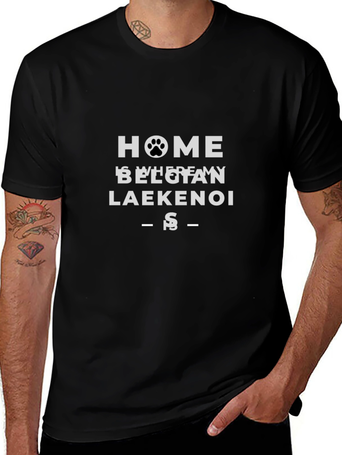 Home is Where My Belgian Laekenois Is Black T-Shirt