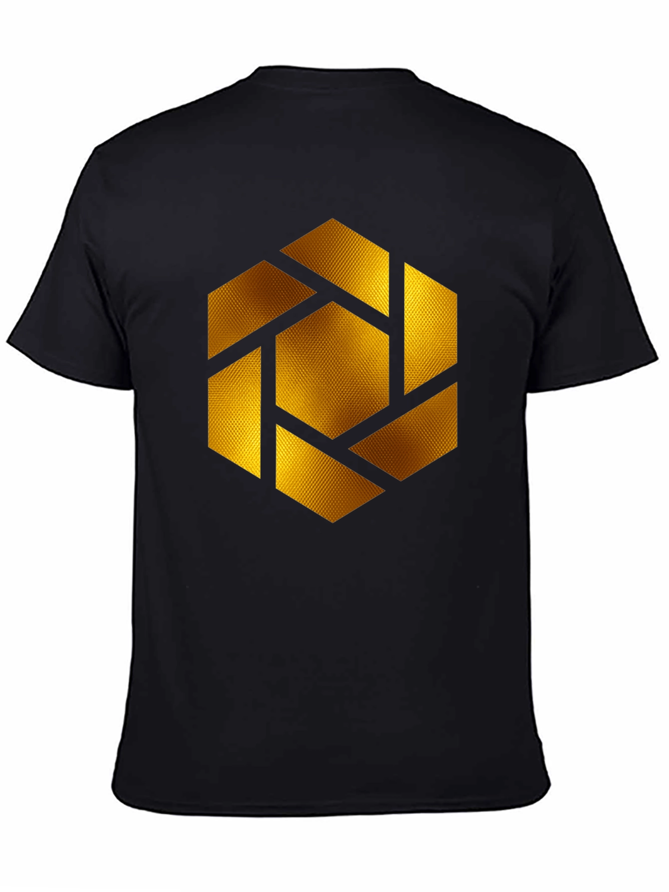 Geometric Gold Shutter Graphic Black T-Shirt