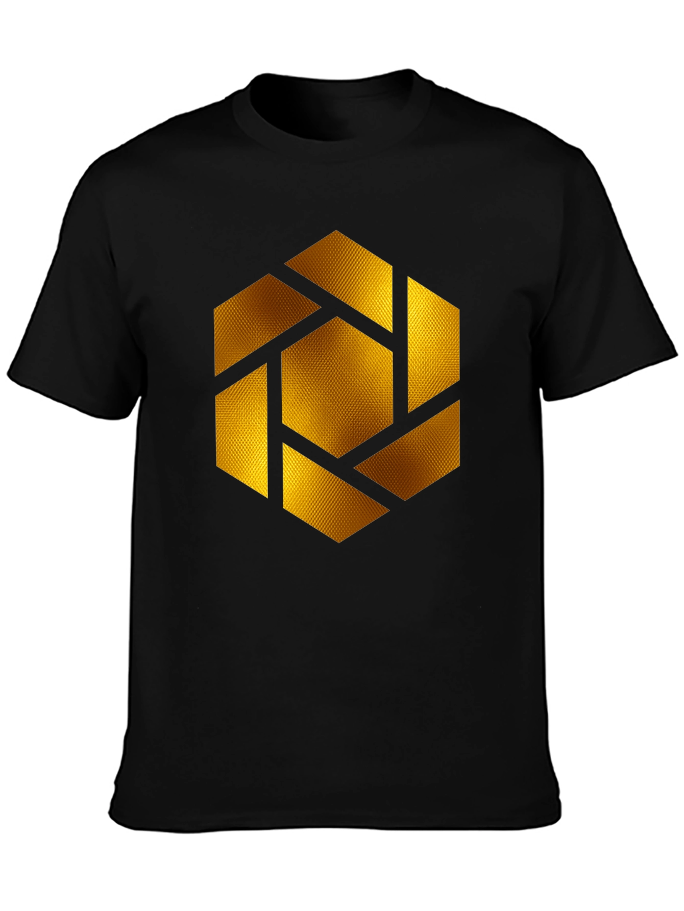 Geometric Gold Shutter Graphic Black T-Shirt