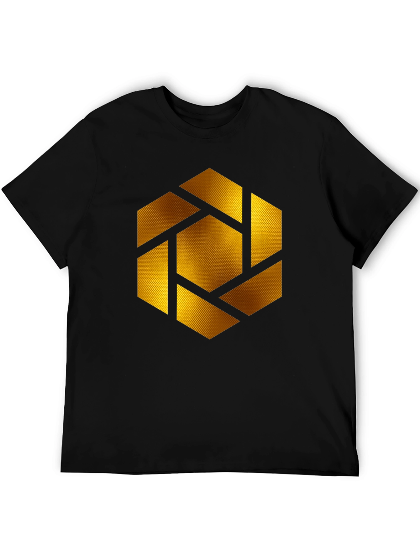 Geometric Gold Shutter Graphic Black T-Shirt