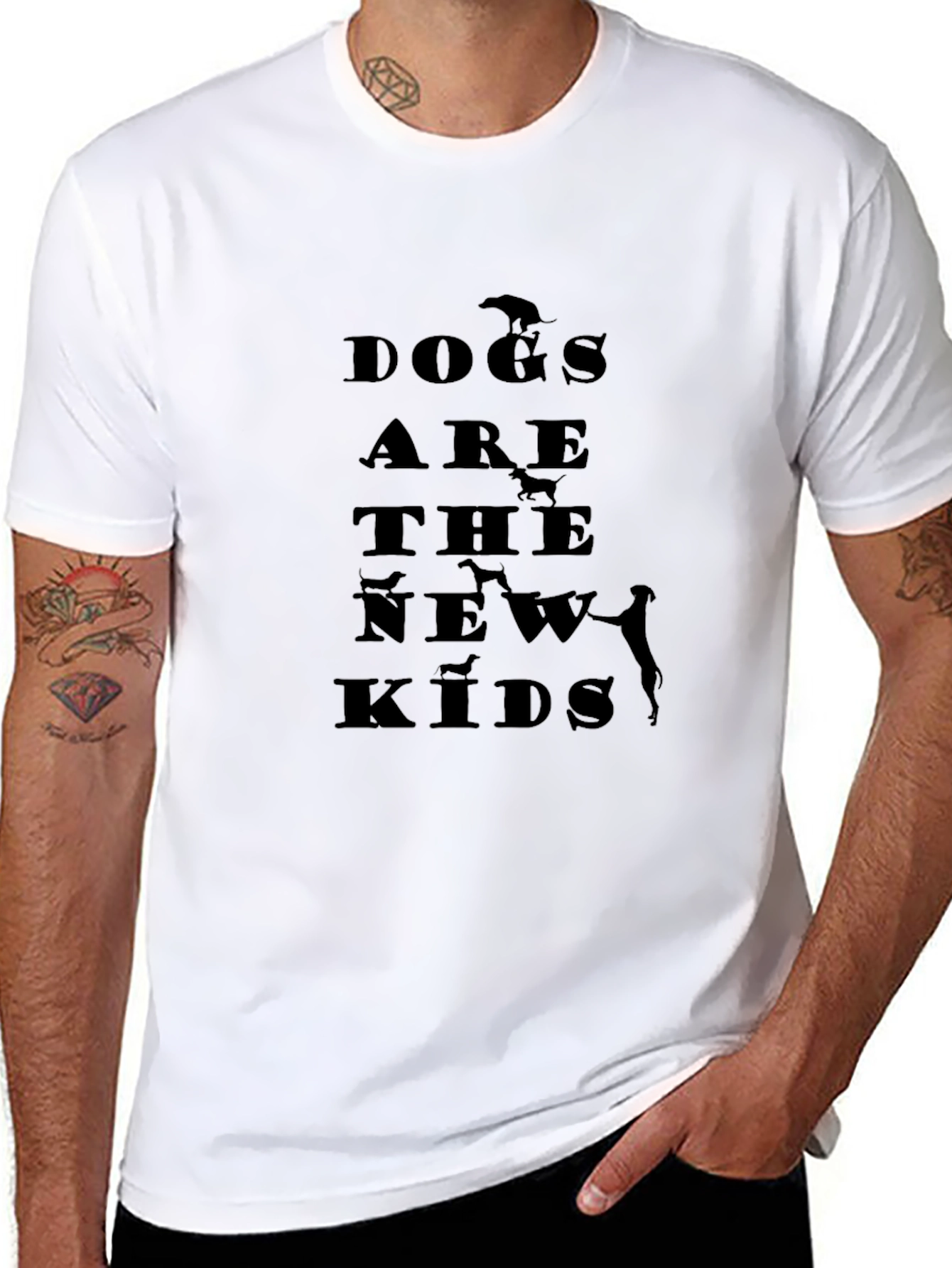 Dogs Are The New Kids Black Graphic T-Shirt
