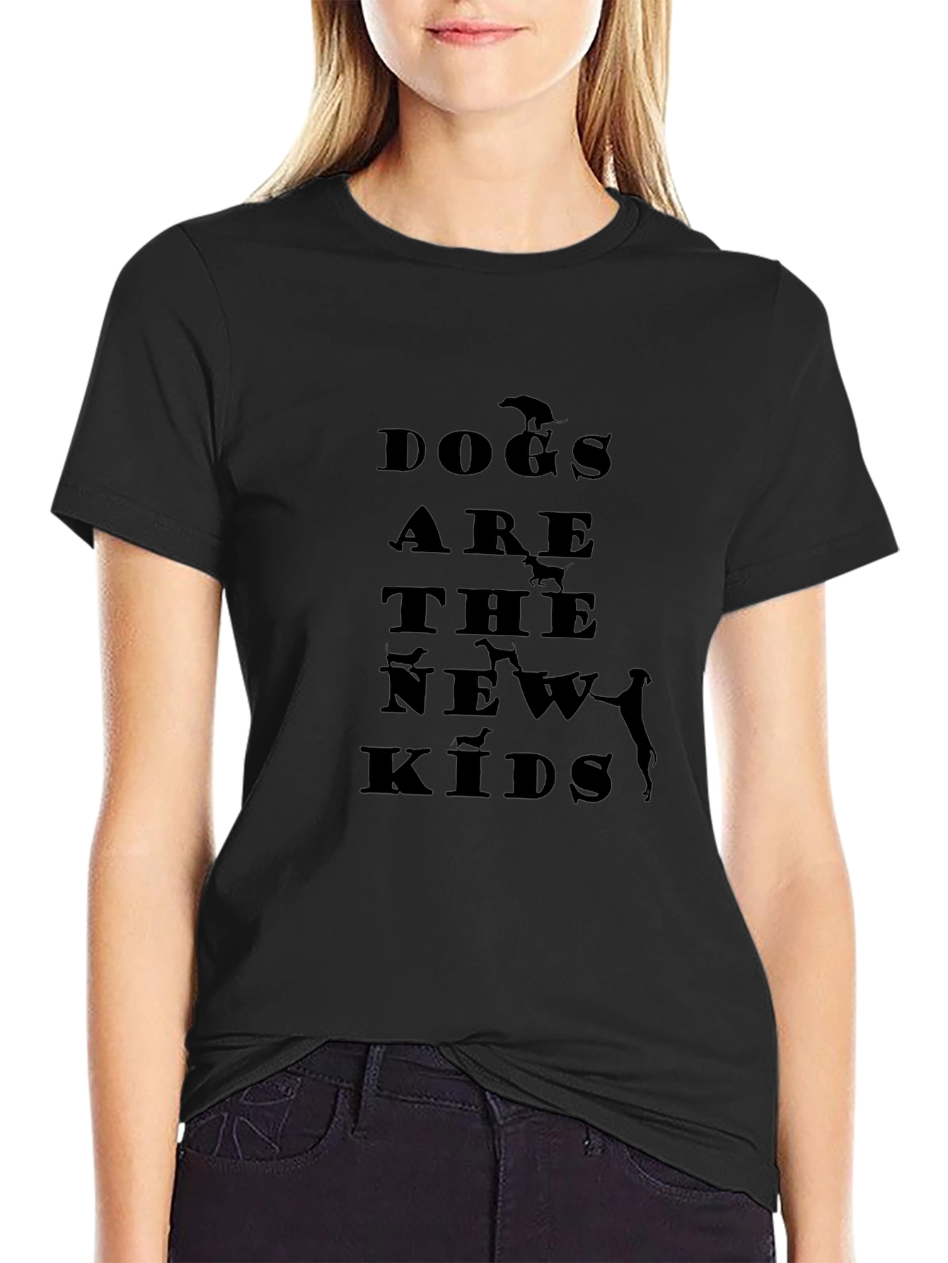 Dogs Are The New Kids Black Graphic T-Shirt