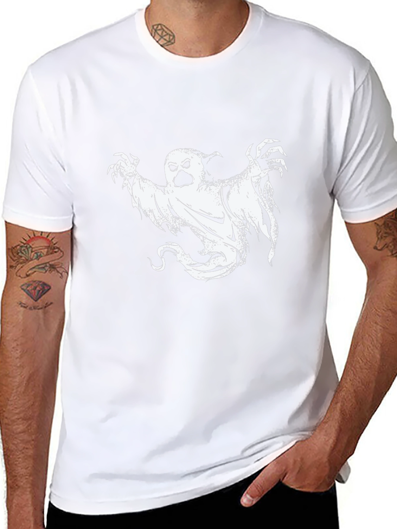 Ghost Graphic Tee - Mens Black Halloween T-Shirt