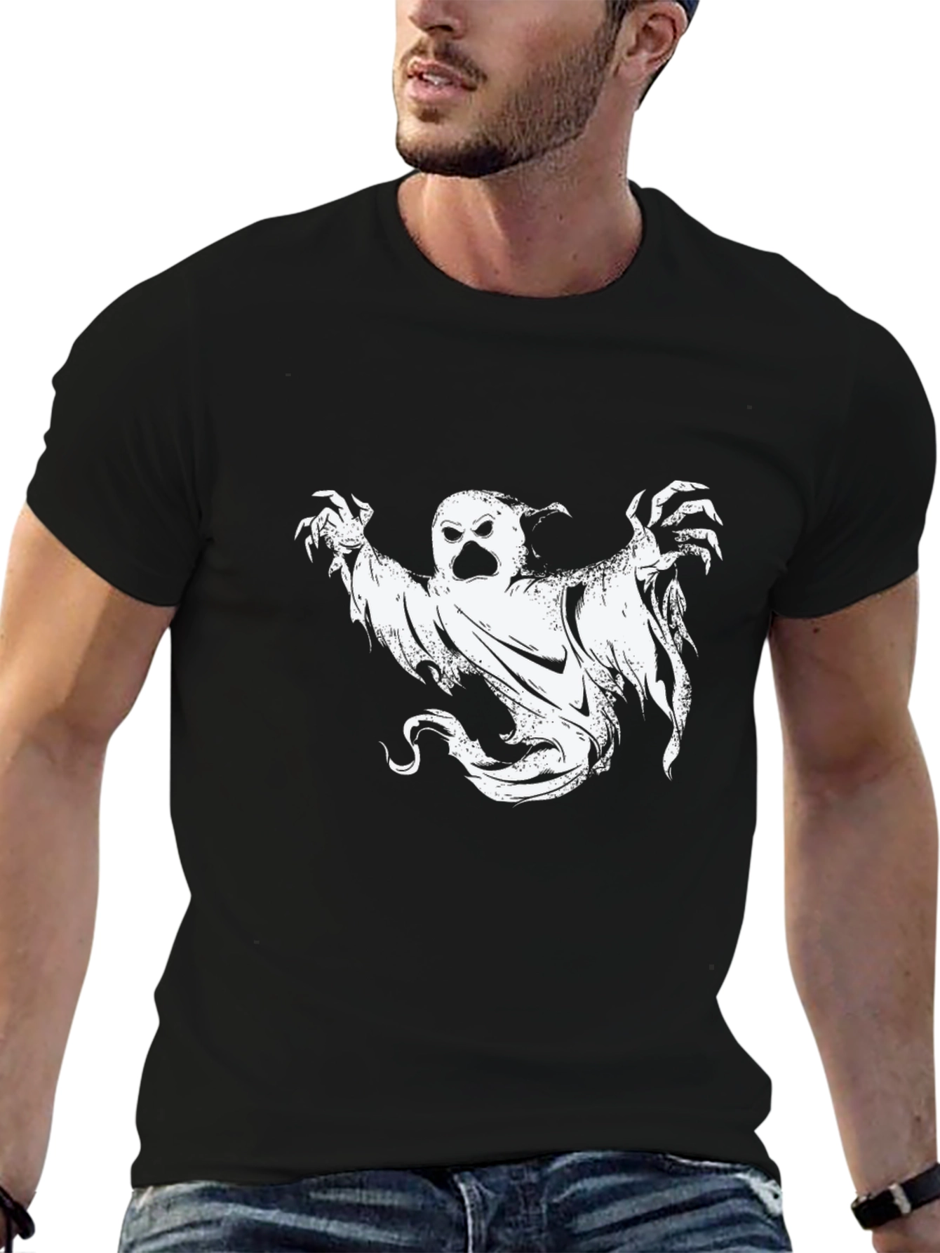 Ghost Graphic Tee - Mens Black Halloween T-Shirt