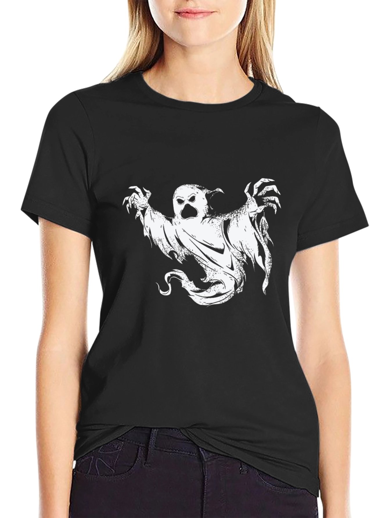 Ghost Graphic Tee - Mens Black Halloween T-Shirt