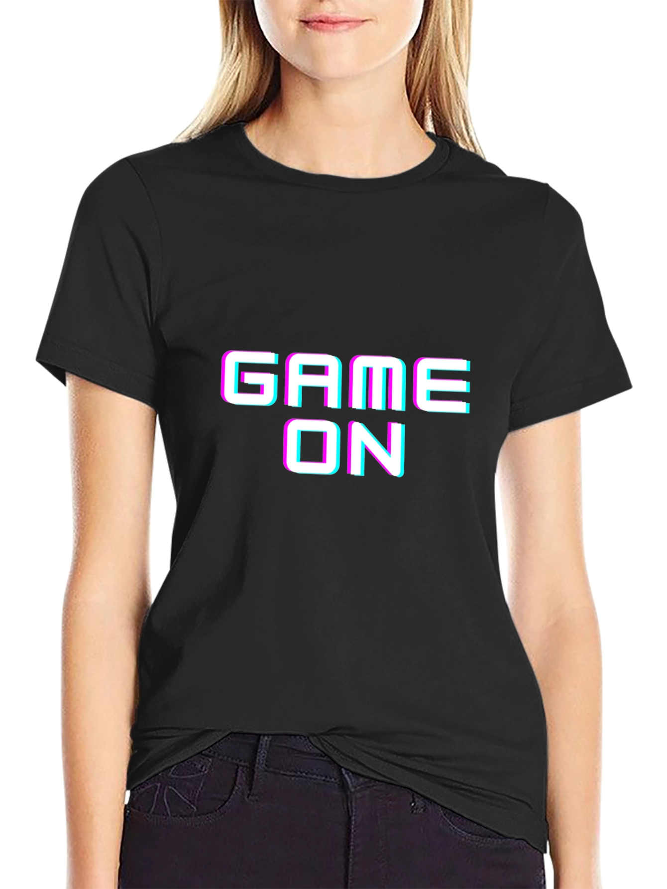 Game On Graphic Tee - Black Cotton T-Shirt
