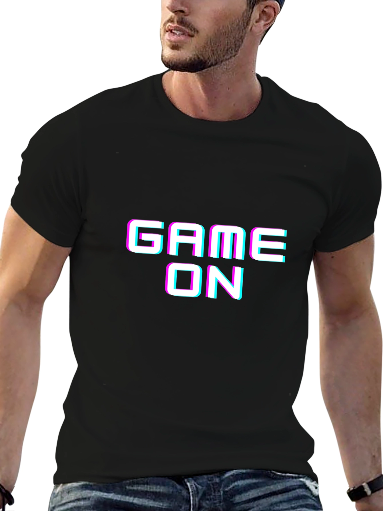 Game On Graphic Tee - Black Cotton T-Shirt
