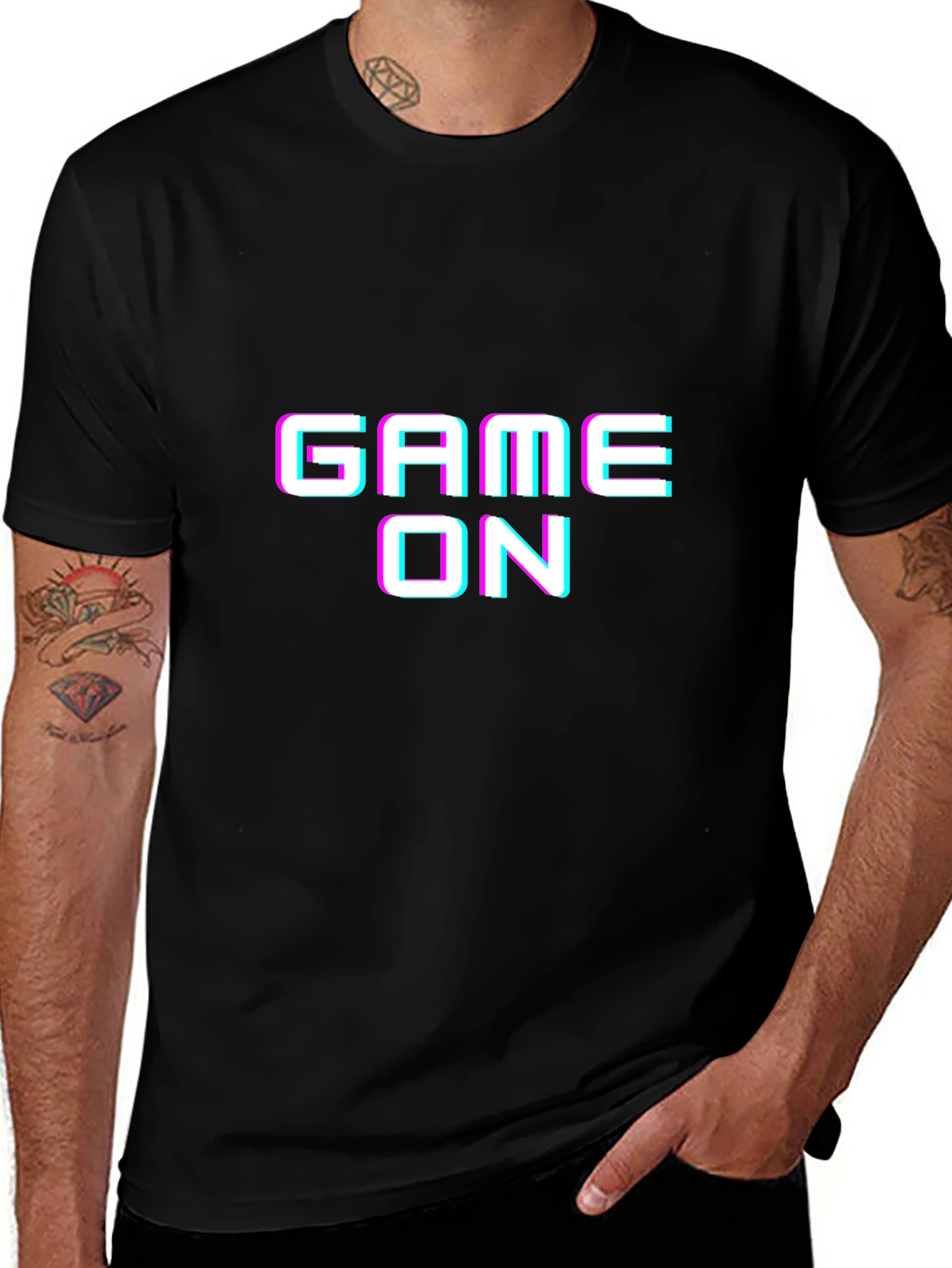 Game On Graphic Tee - Black Cotton T-Shirt