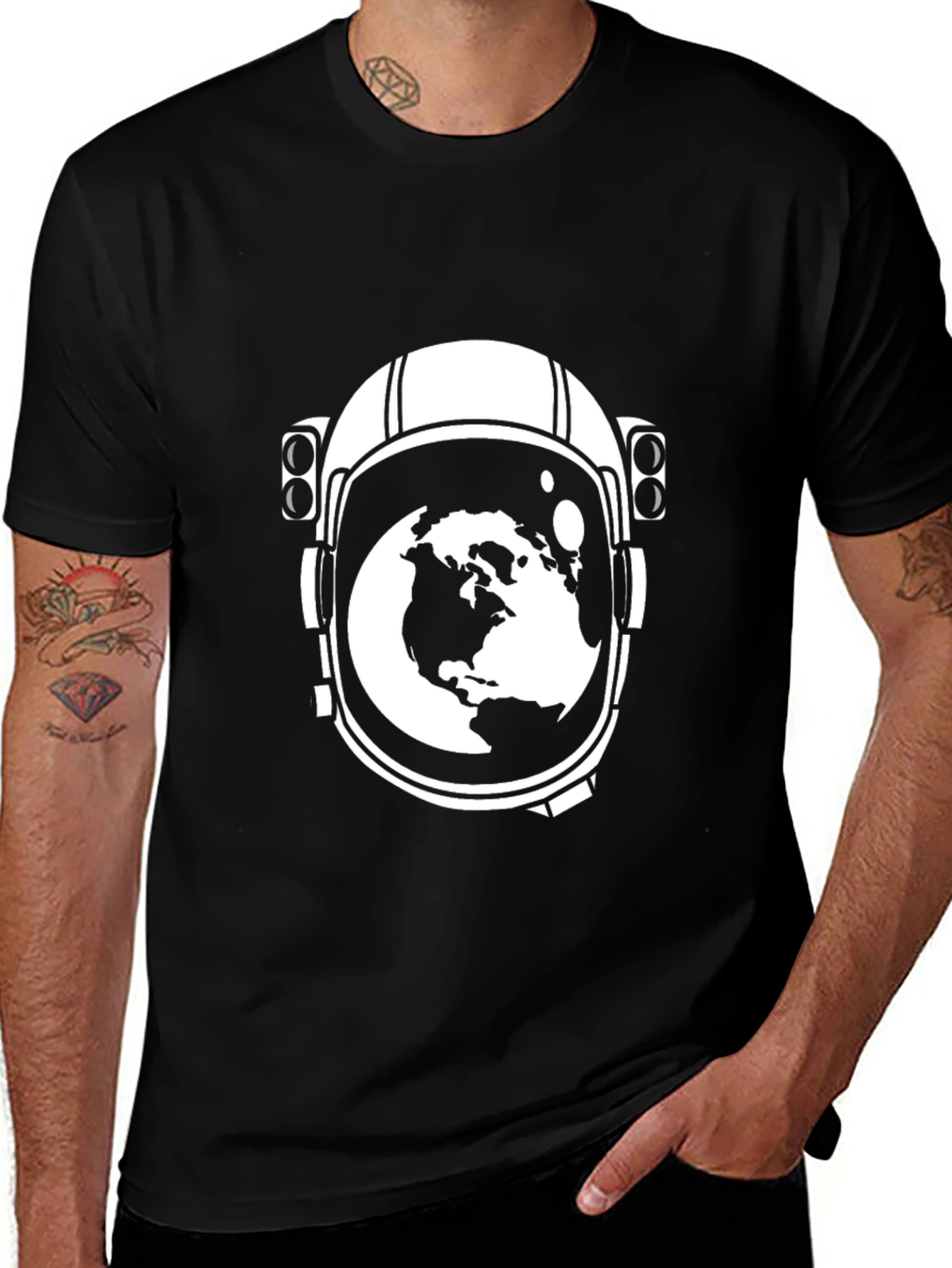 Astronaut Helmet Earth Graphic Tee