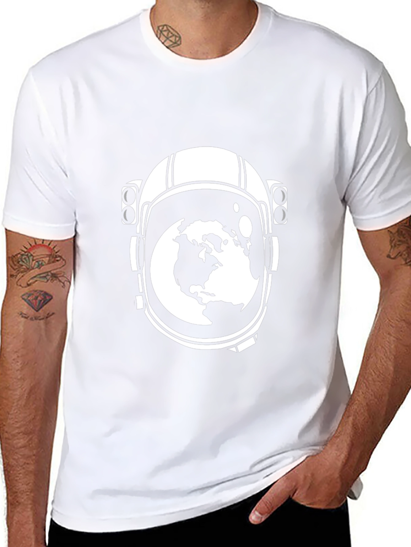 Astronaut Helmet Earth Graphic Tee