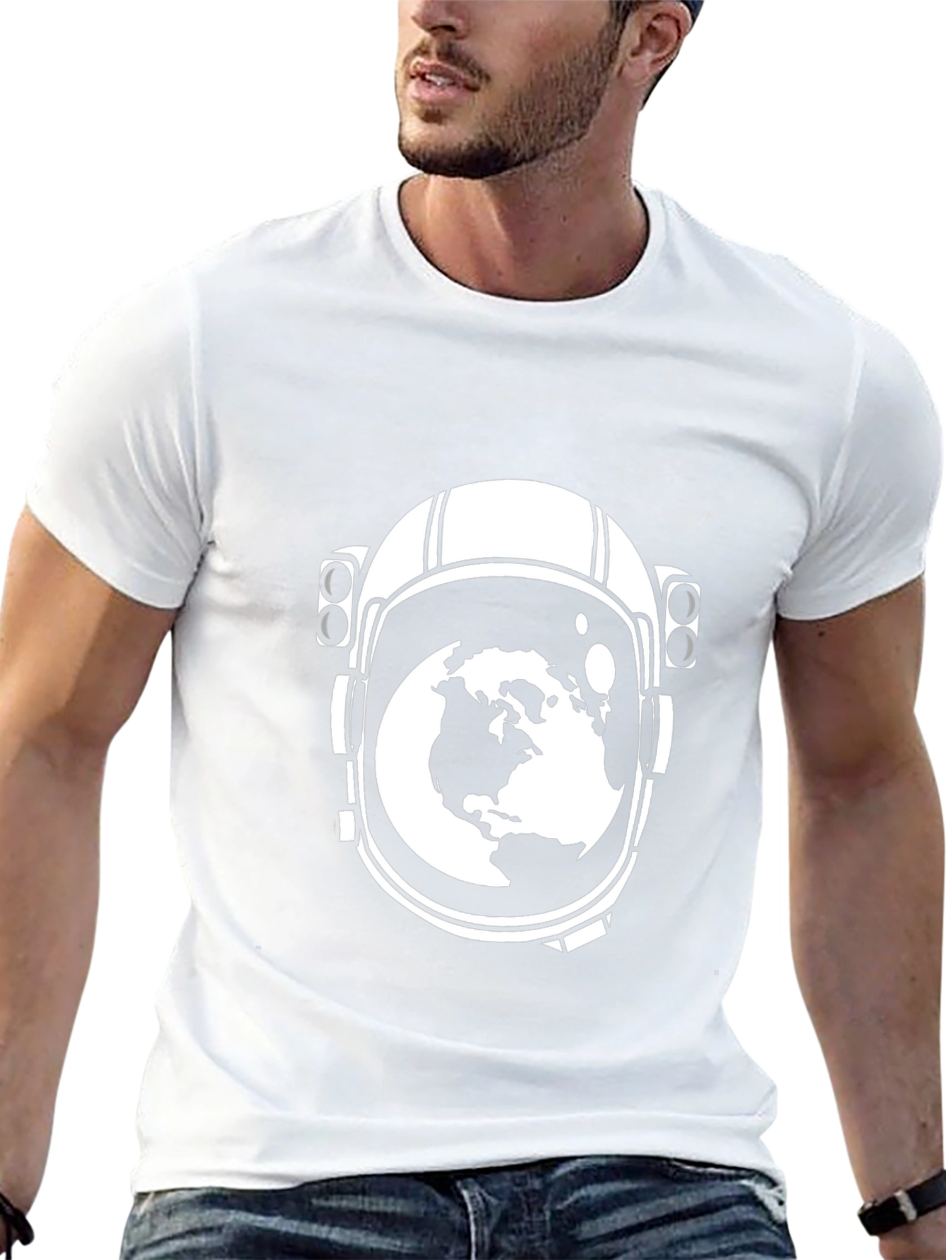 Astronaut Helmet Earth Graphic Tee