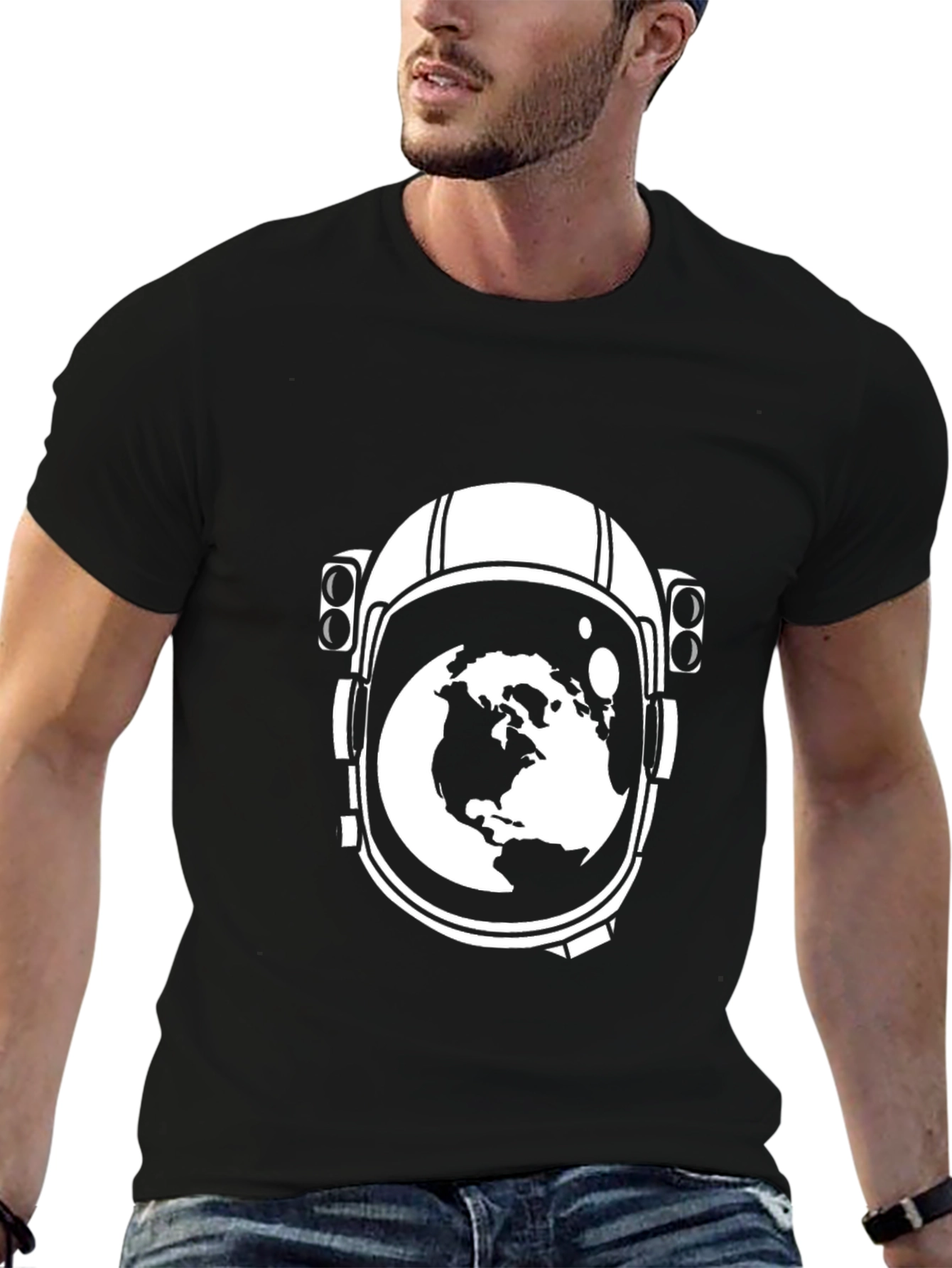 Astronaut Helmet Earth Graphic Tee