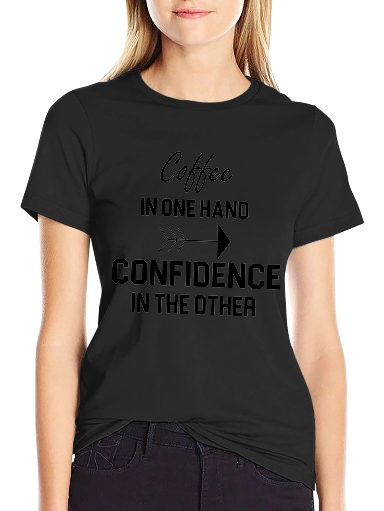 Coffee & Confidence Black Graphic Tee