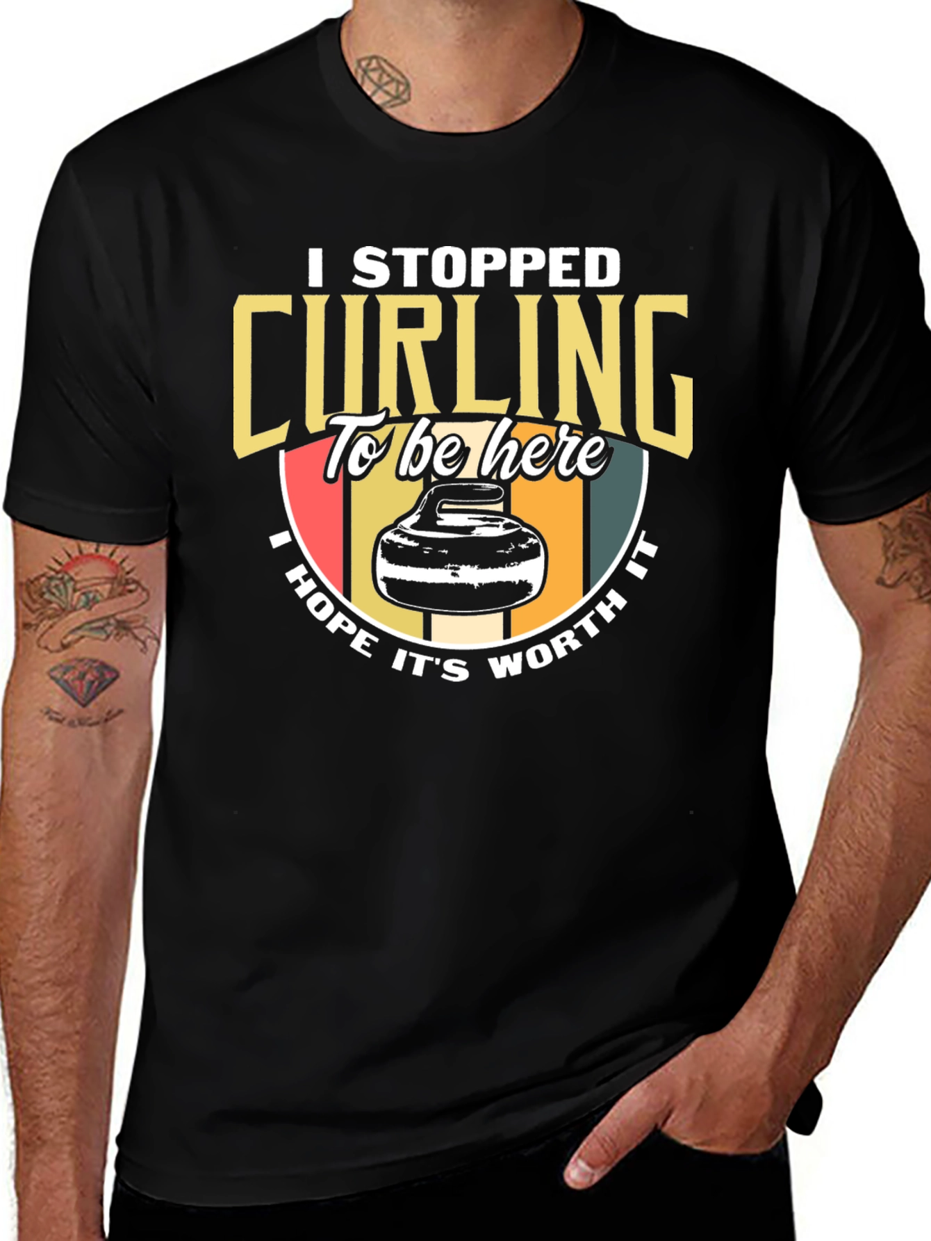Curling T-Shirt: I Stopped Curling To Be Here Tee