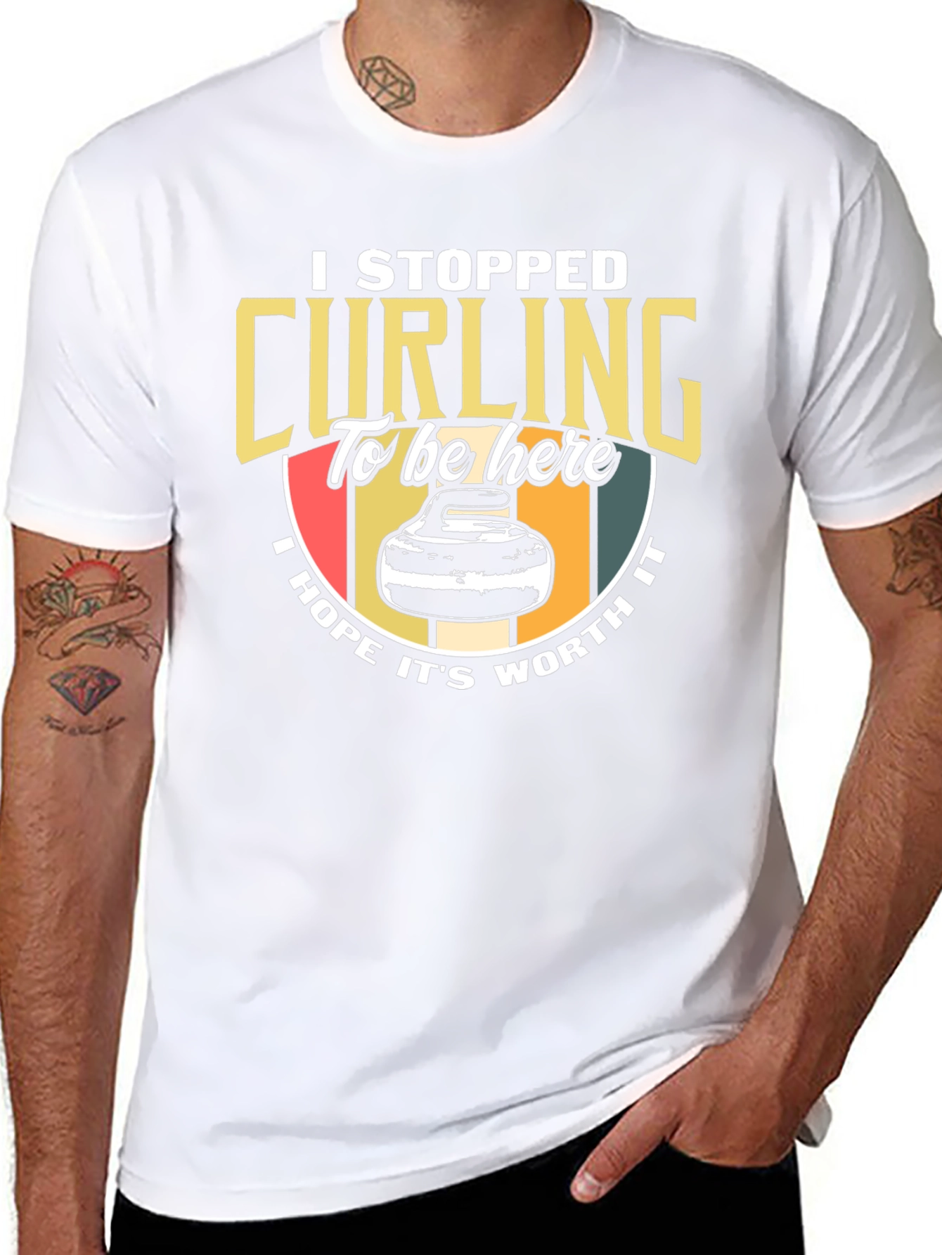 Curling T-Shirt: I Stopped Curling To Be Here Tee