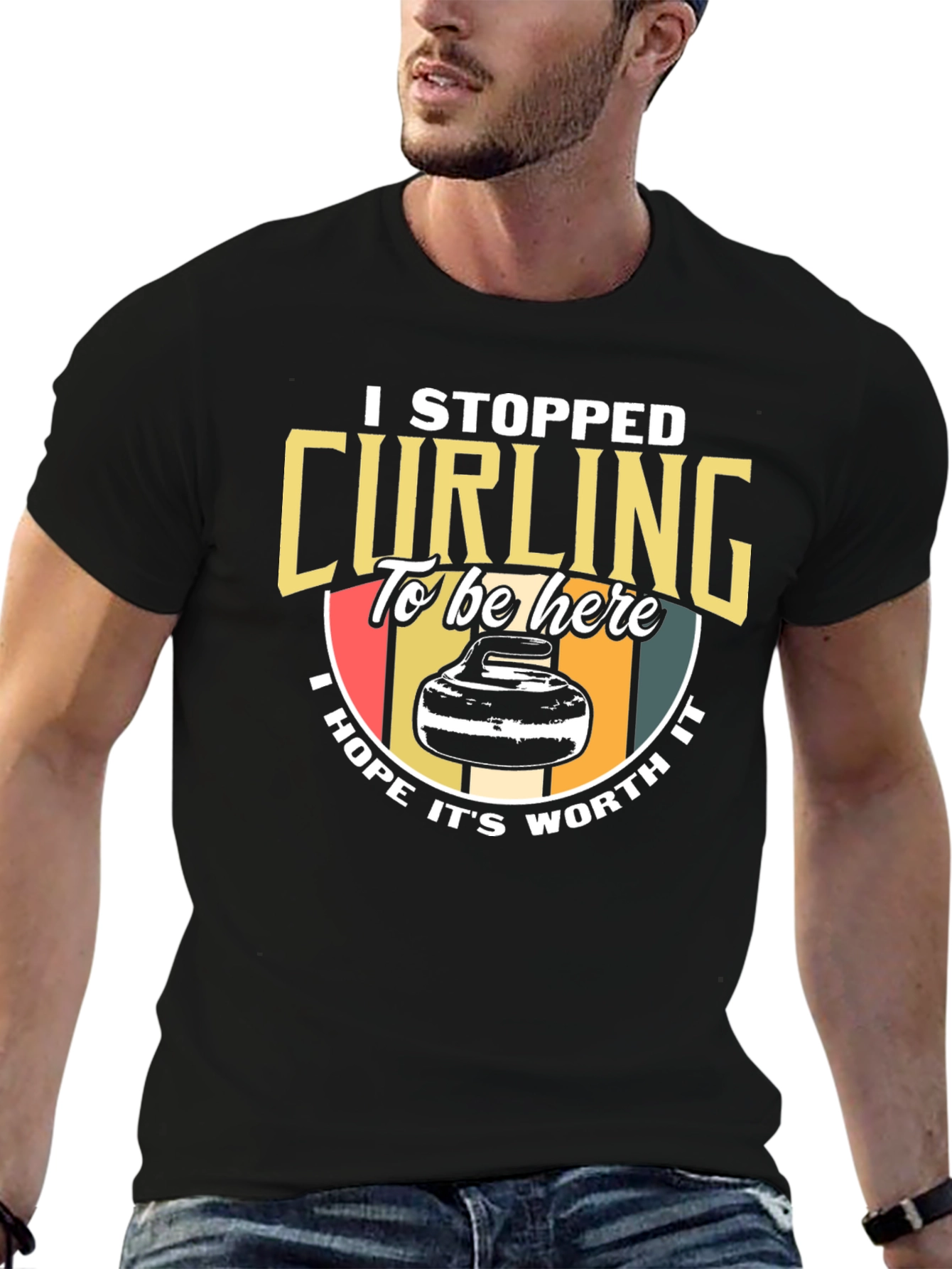 Curling T-Shirt: I Stopped Curling To Be Here Tee