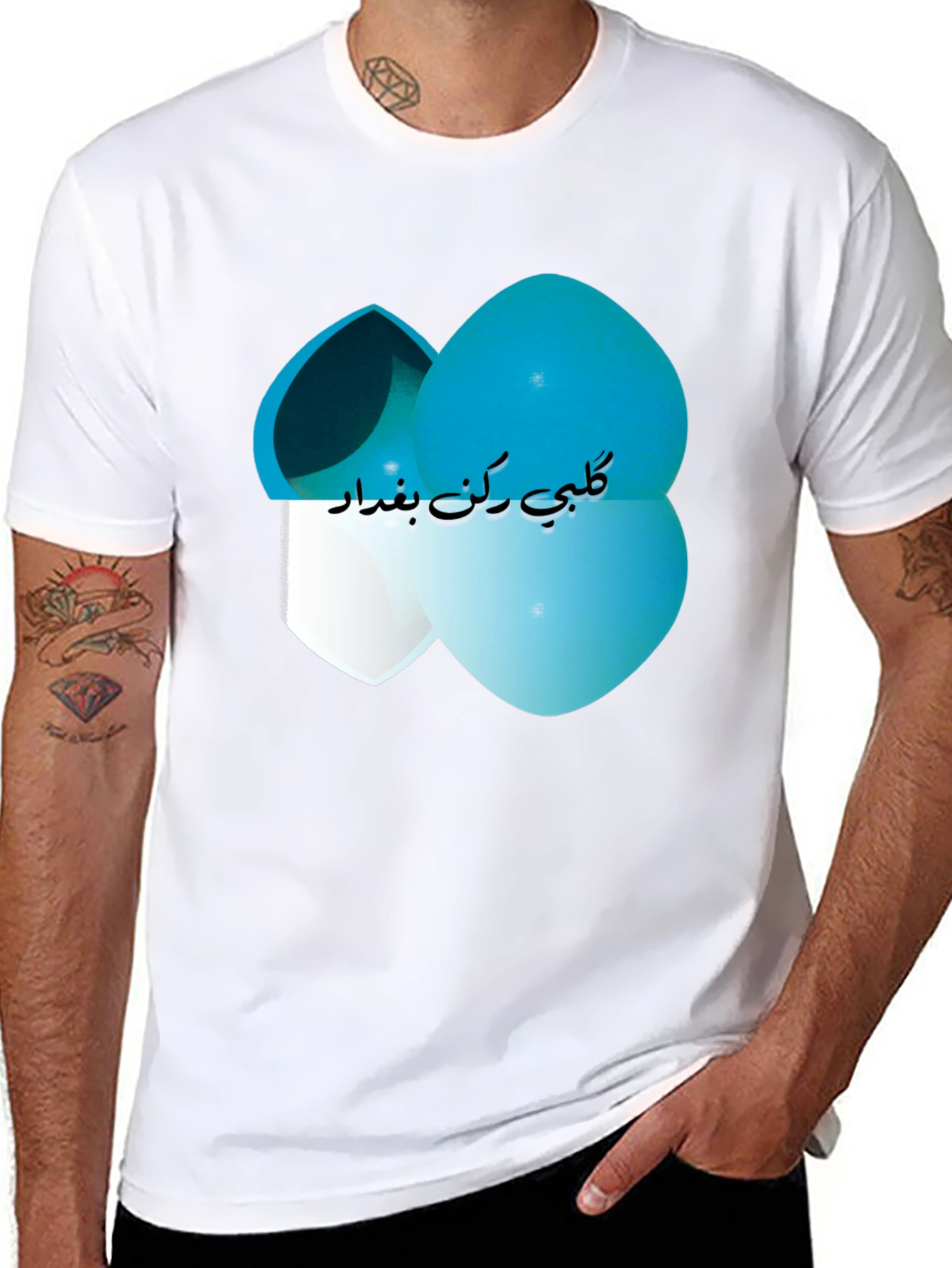 Mens Black T-Shirt with Artistic Design