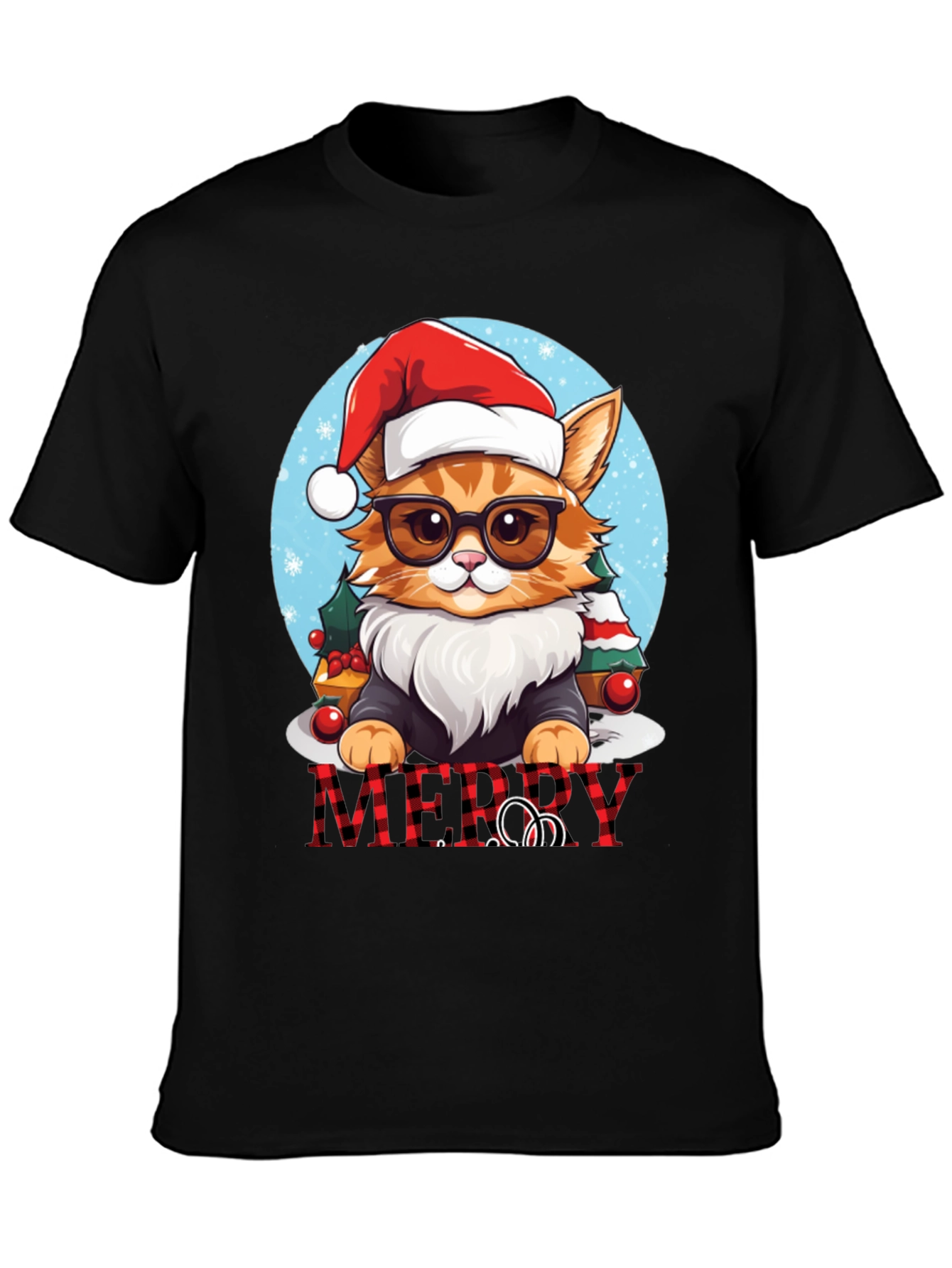 Festive Cat Merry Christmas T-Shirt