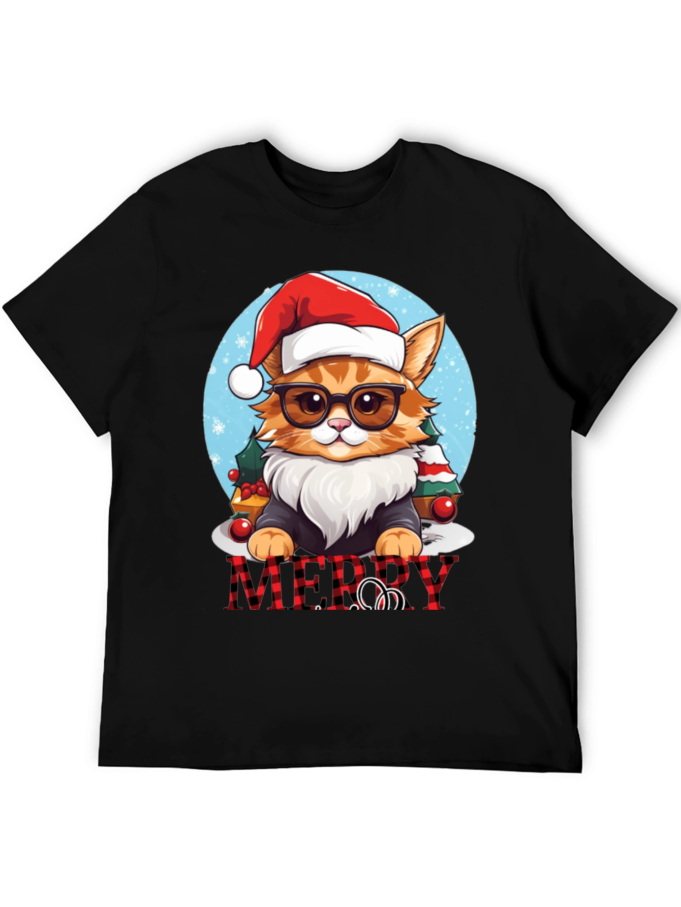 Festive Cat Merry Christmas T-Shirt