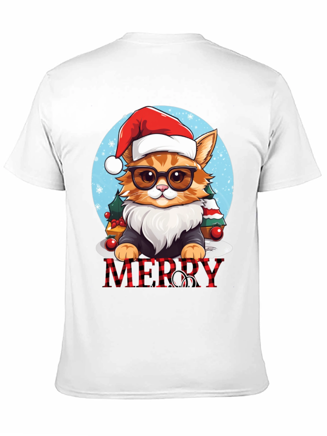 Festive Cat Merry Christmas T-Shirt