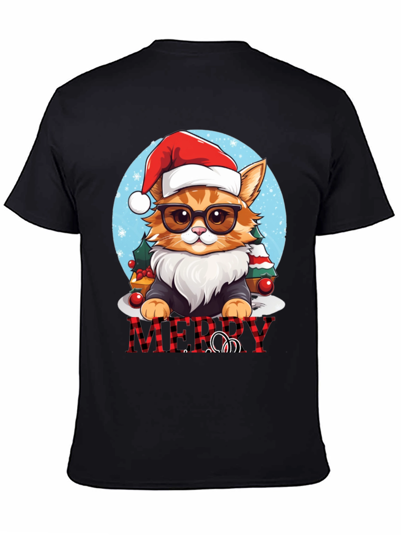 Festive Cat Merry Christmas T-Shirt