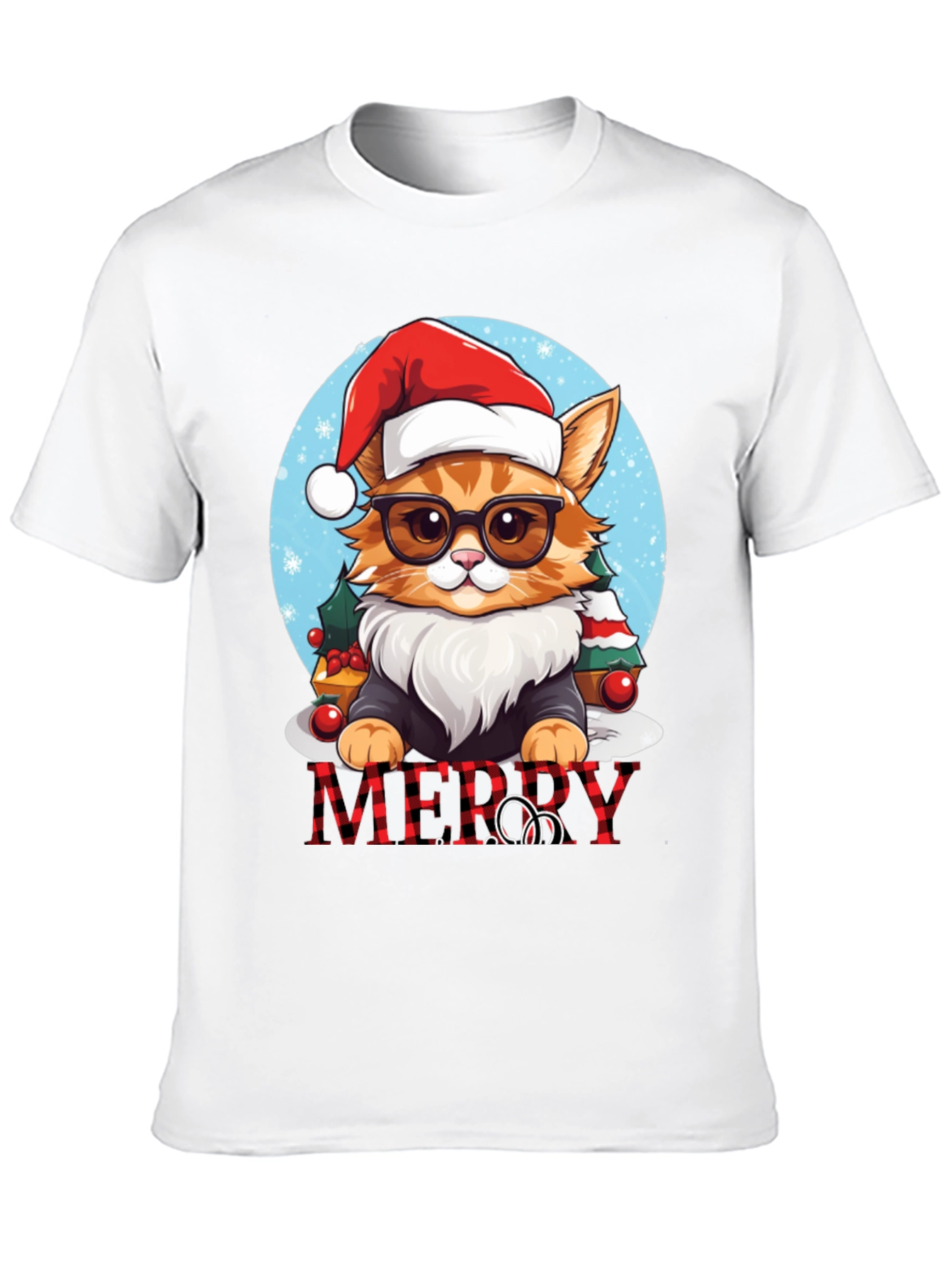 Festive Cat Merry Christmas T-Shirt