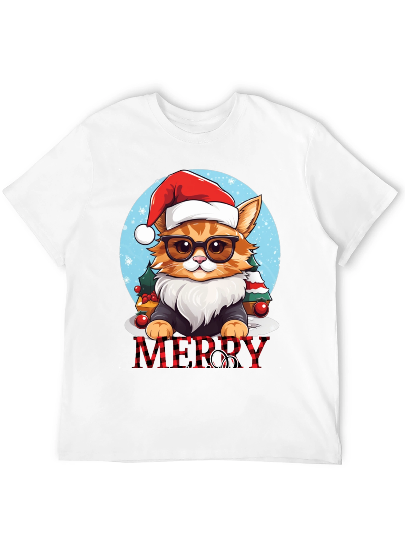 Festive Cat Merry Christmas T-Shirt