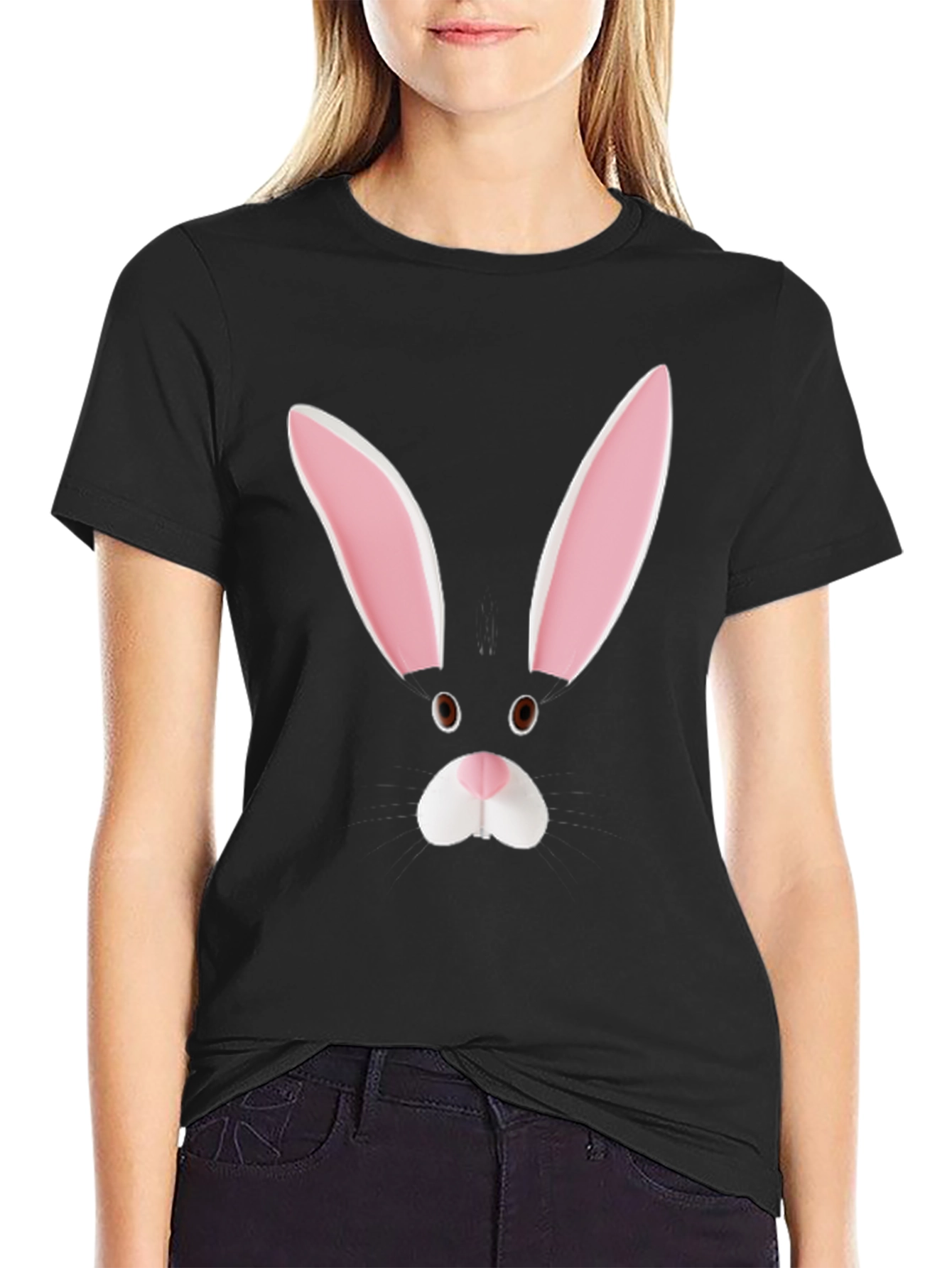 Bunny Face Tee - Black Graphic T-Shirt