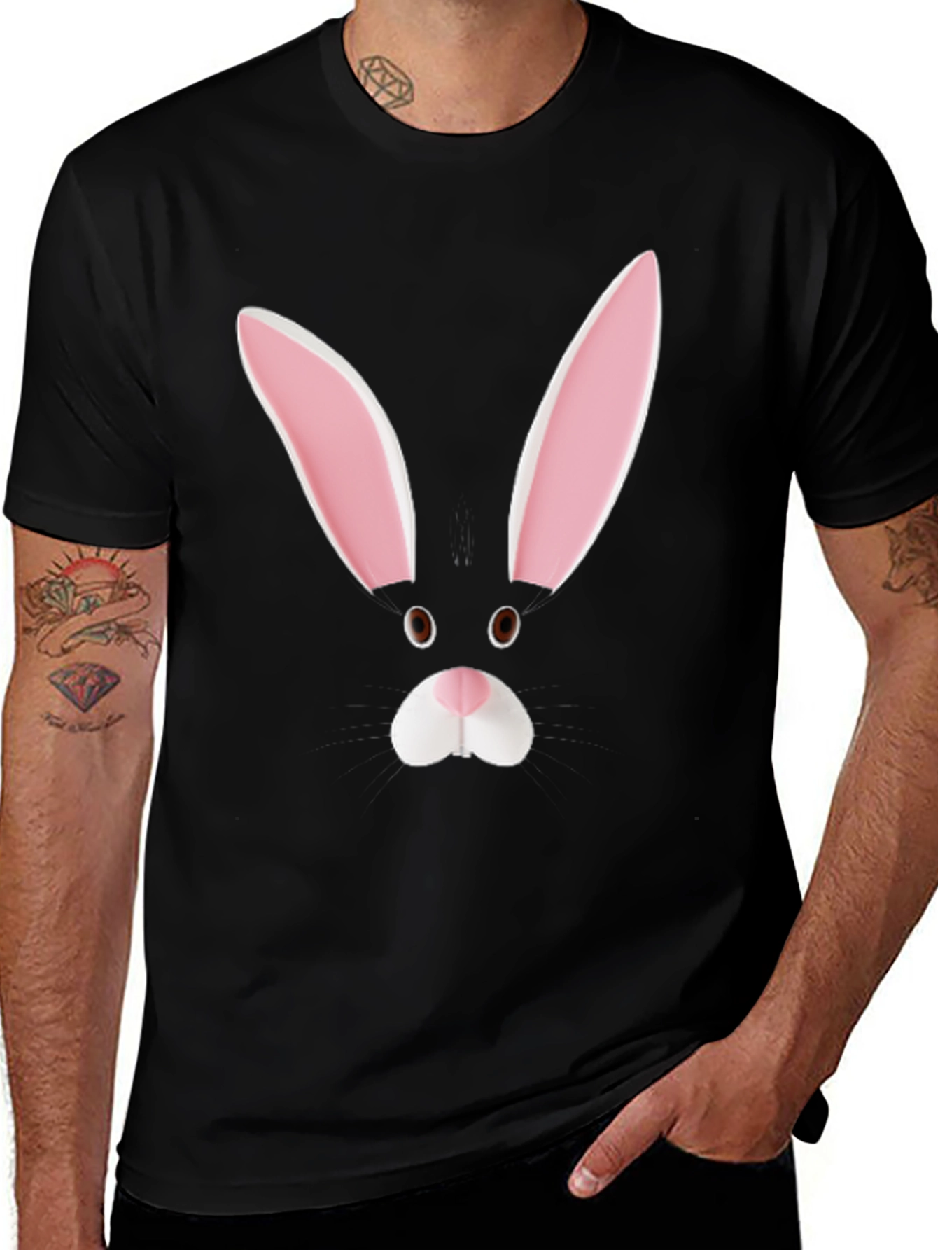 Bunny Face Tee - Black Graphic T-Shirt