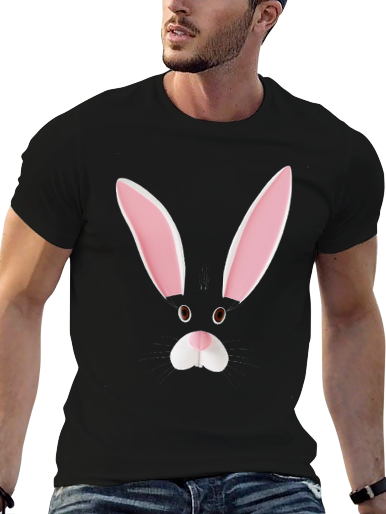 Bunny Face Tee - Black Graphic T-Shirt