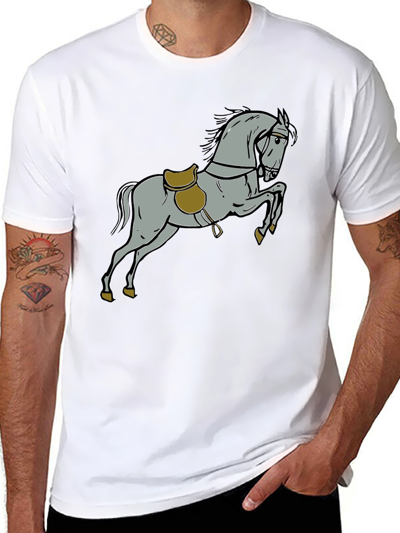 Horse Graphic Tee - Black Cotton