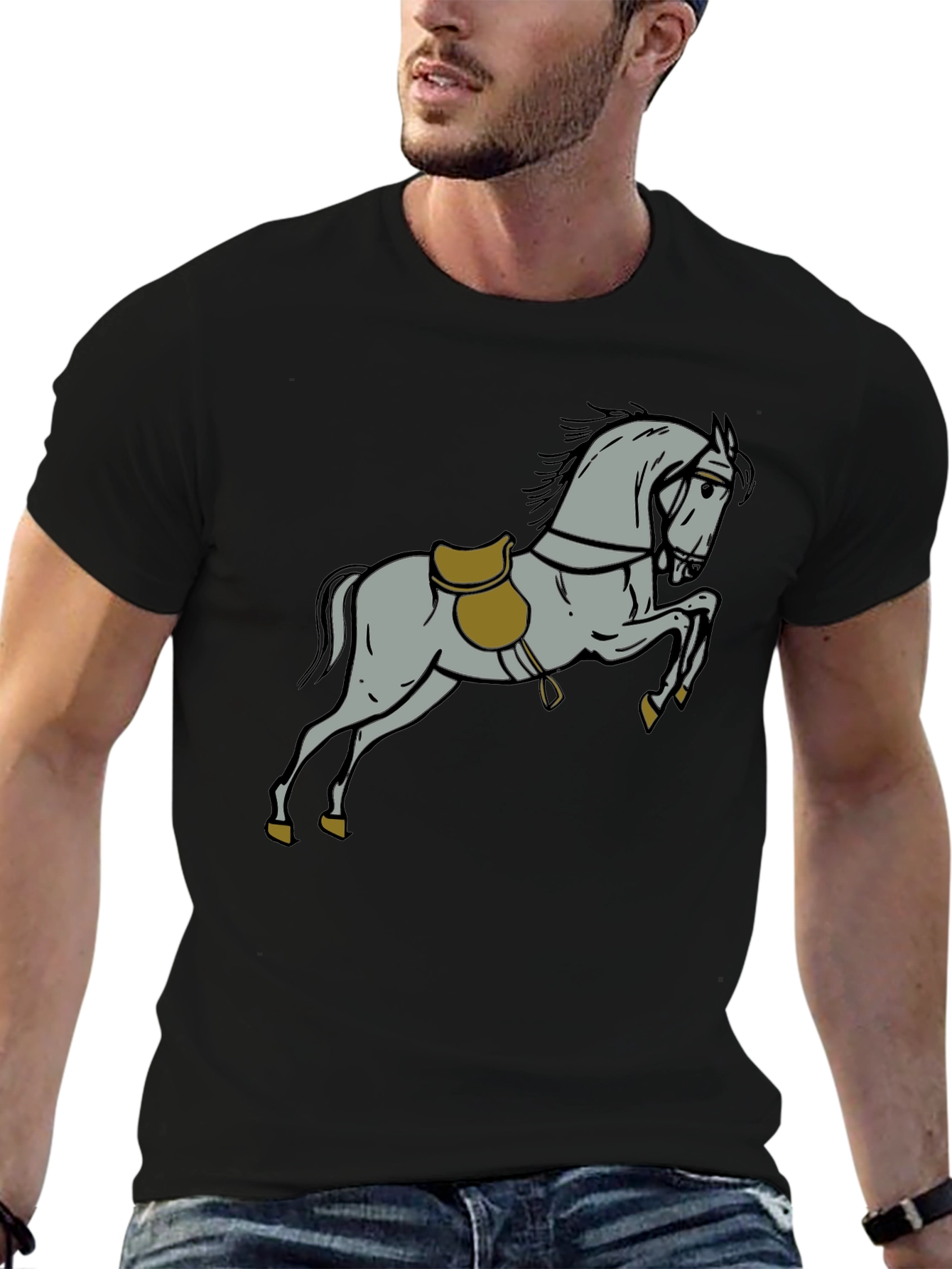 Horse Graphic Tee - Black Cotton