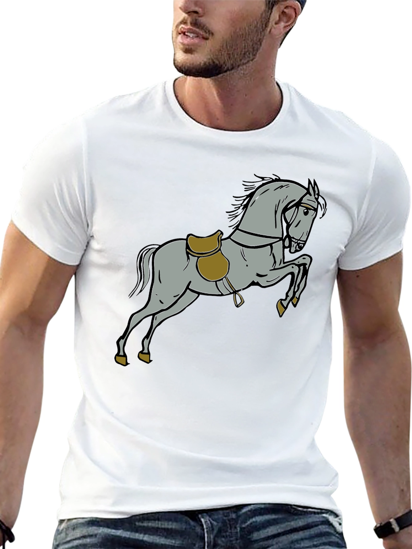 Horse Graphic Tee - Black Cotton