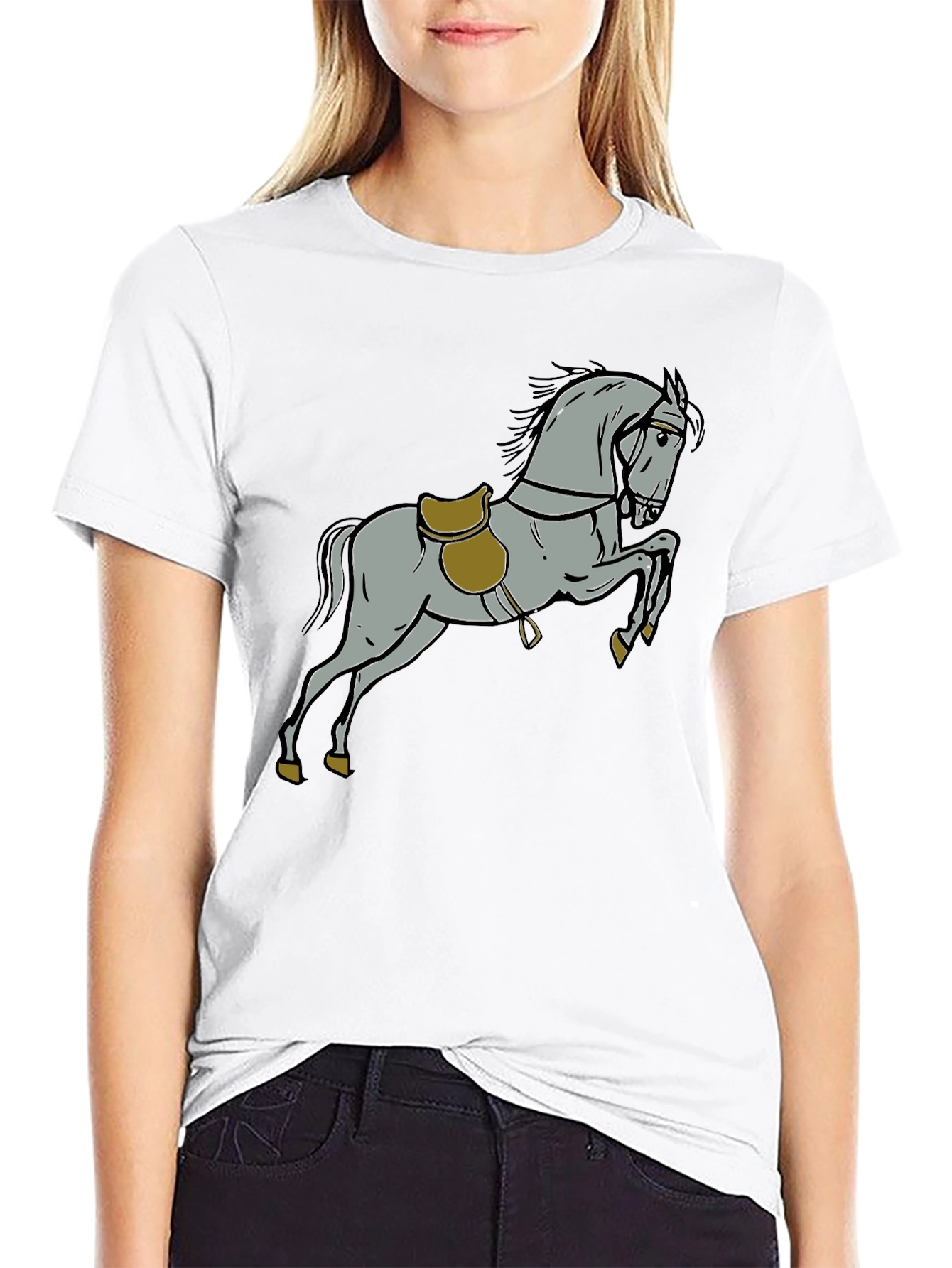 Horse Graphic Tee - Black Cotton