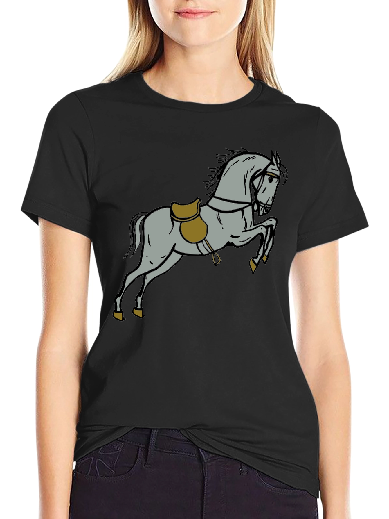 Horse Graphic Tee - Black Cotton