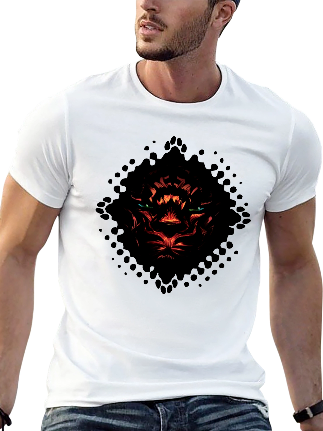 Mens Black Tiger Graphic T-Shirt