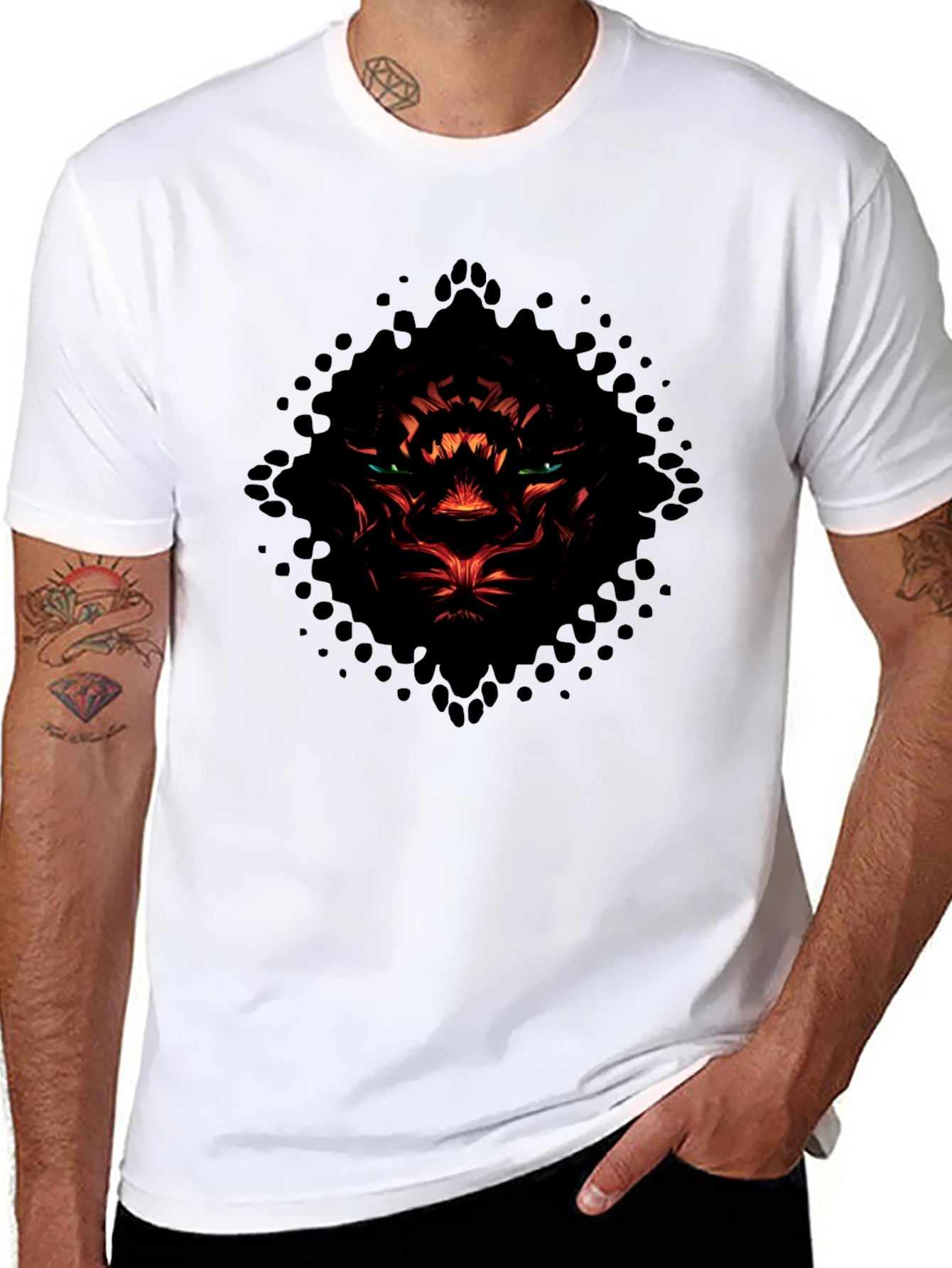 Mens Black Tiger Graphic T-Shirt