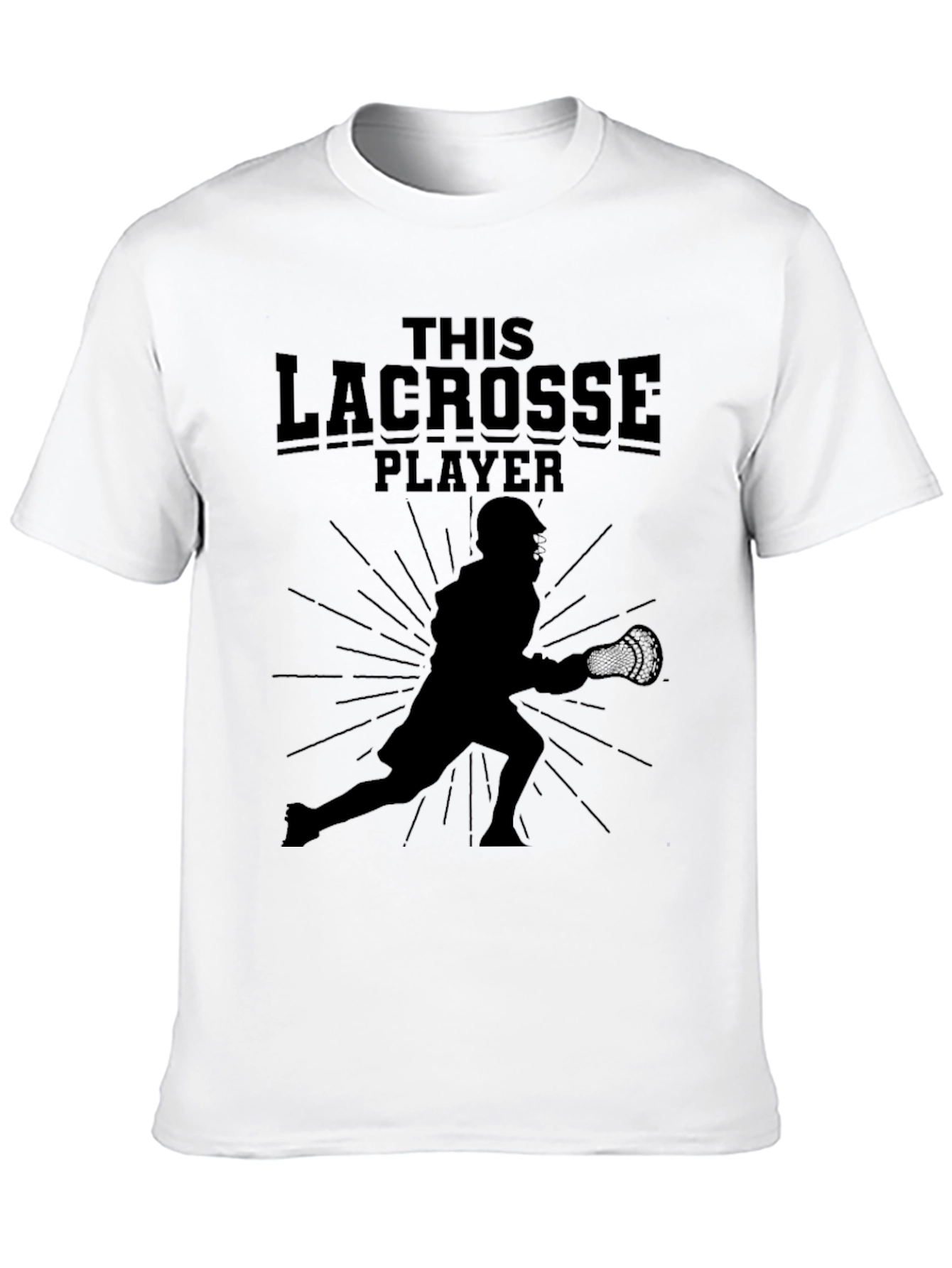 Lacrosse Player Graphic Tee - Black Cotton T-Shirt