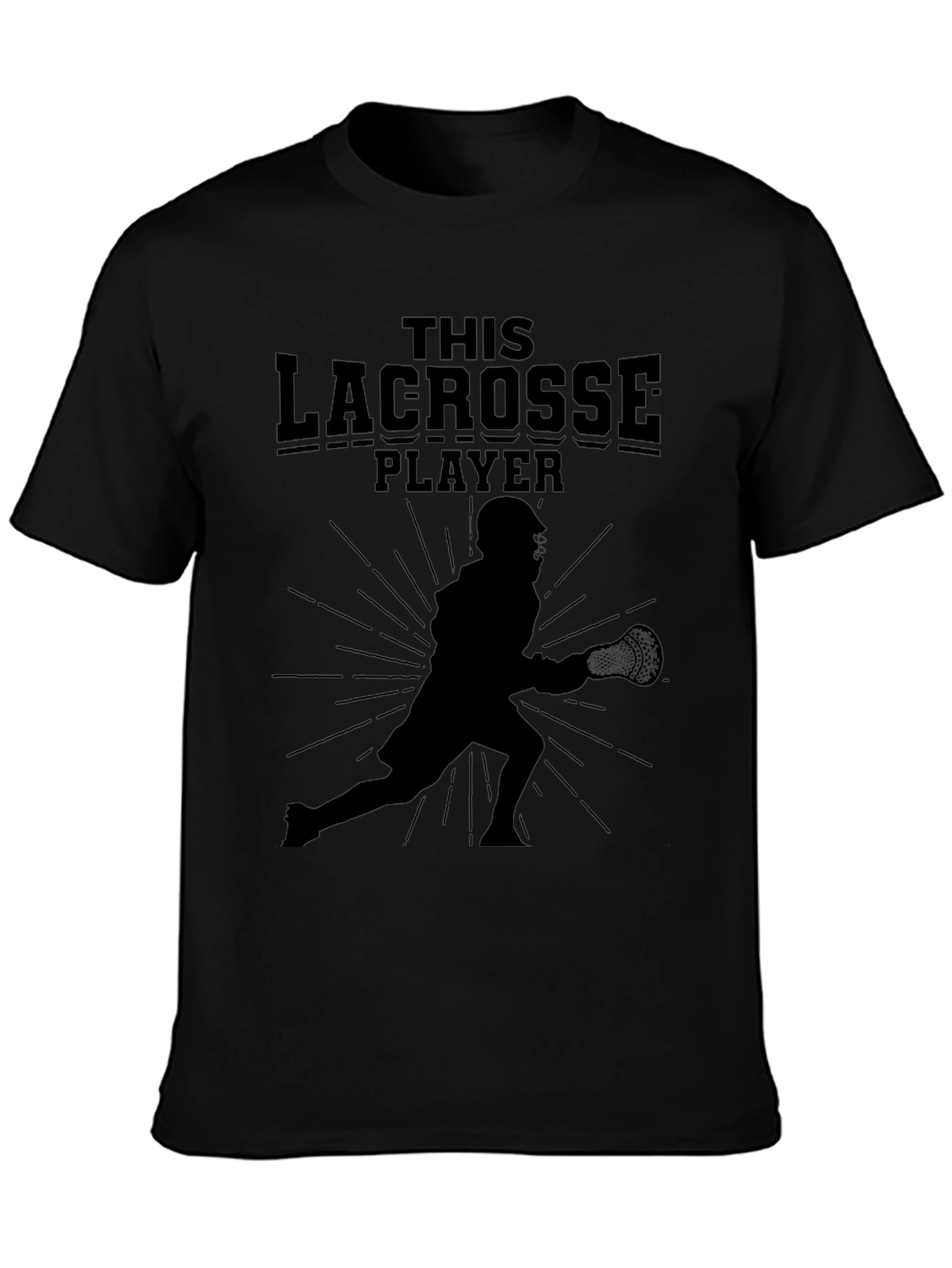 Lacrosse Player Graphic Tee - Black Cotton T-Shirt