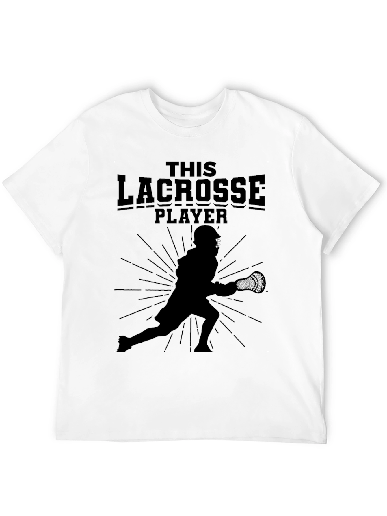 Lacrosse Player Graphic Tee - Black Cotton T-Shirt