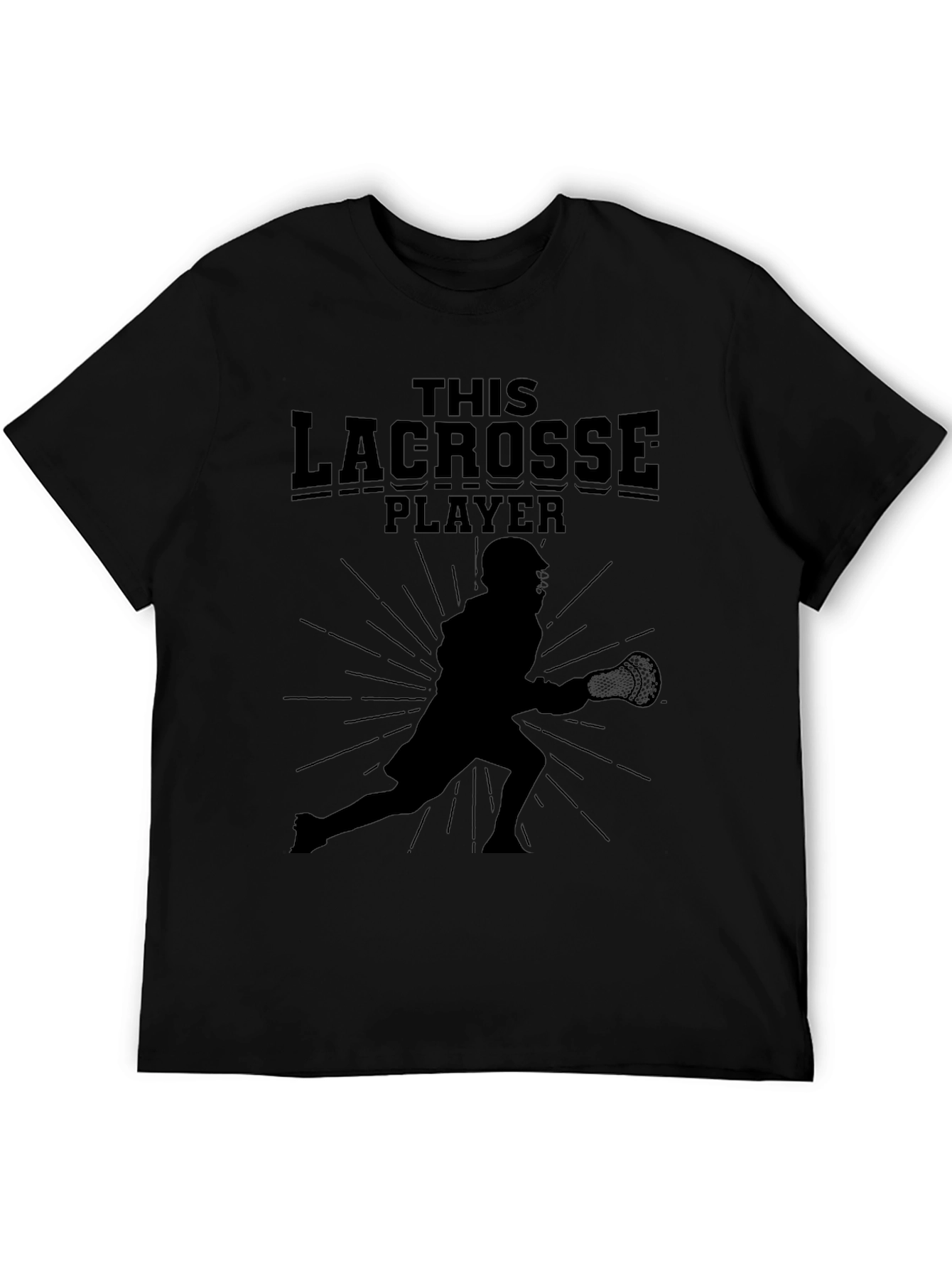 Lacrosse Player Graphic Tee - Black Cotton T-Shirt