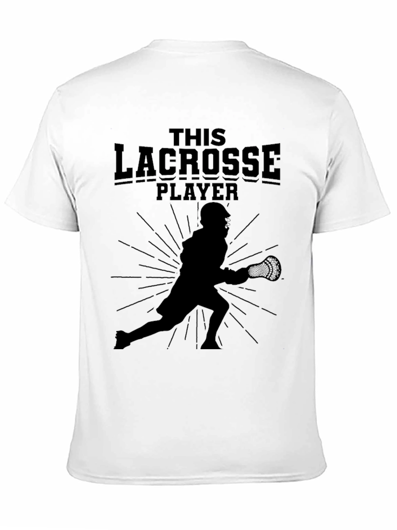 Lacrosse Player Graphic Tee - Black Cotton T-Shirt