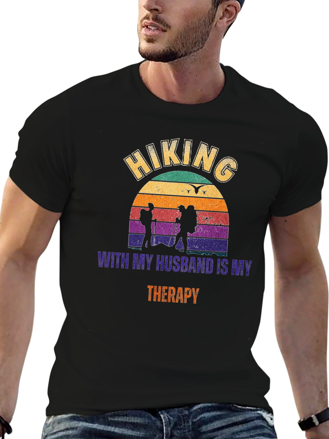Hiking With My Husband Therapy T-Shirt
