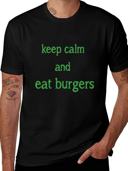 Keep Calm and Eat Burgers Graphic Tee - Black