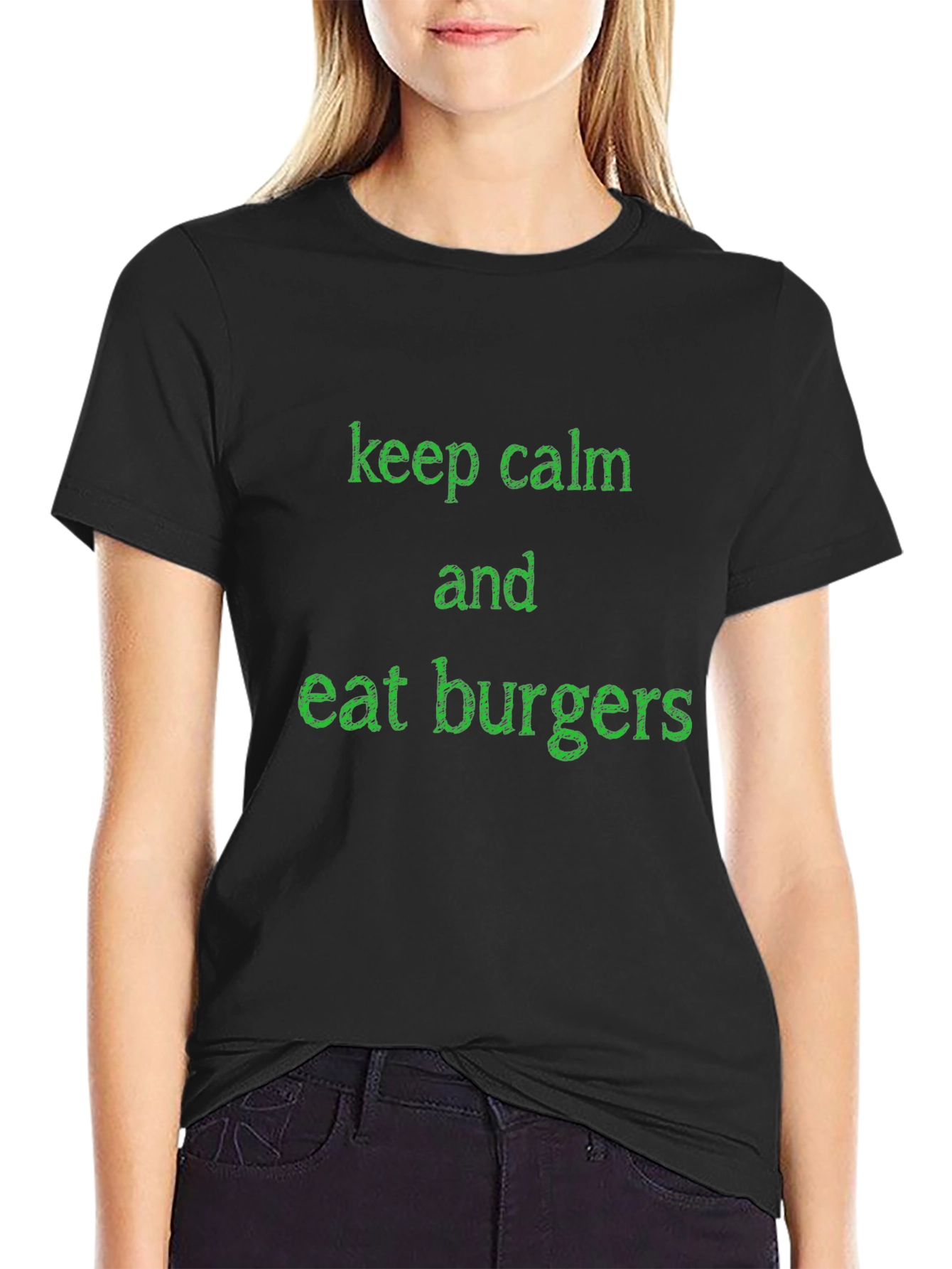 Keep Calm and Eat Burgers Graphic Tee - Black