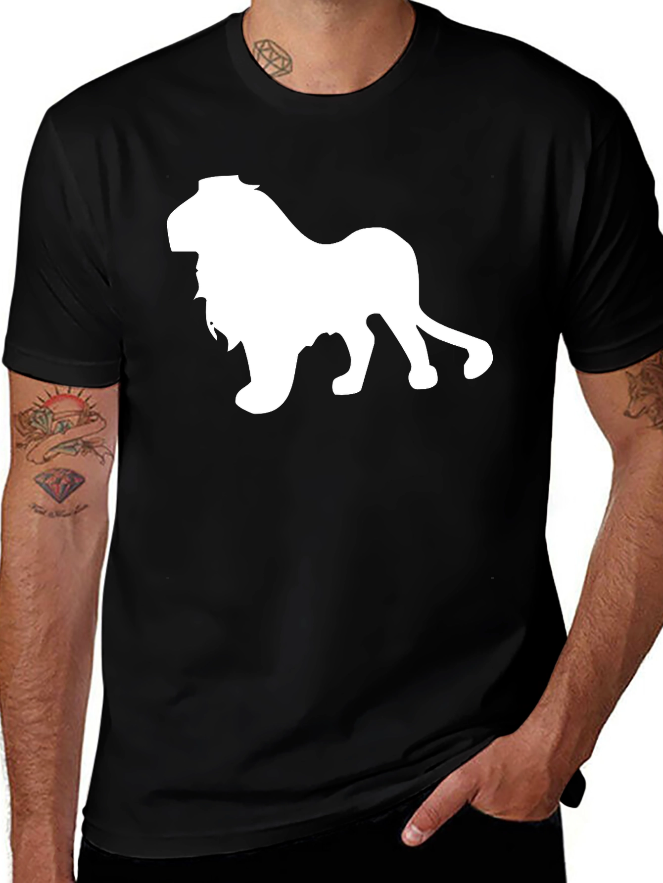 Lion Graphic Tee - Black Cotton T-Shirt