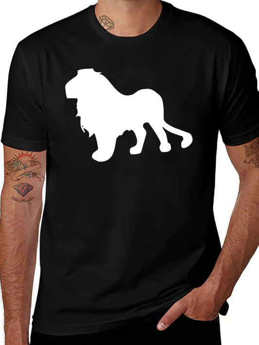 Lion Graphic Tee - Black Cotton T-Shirt