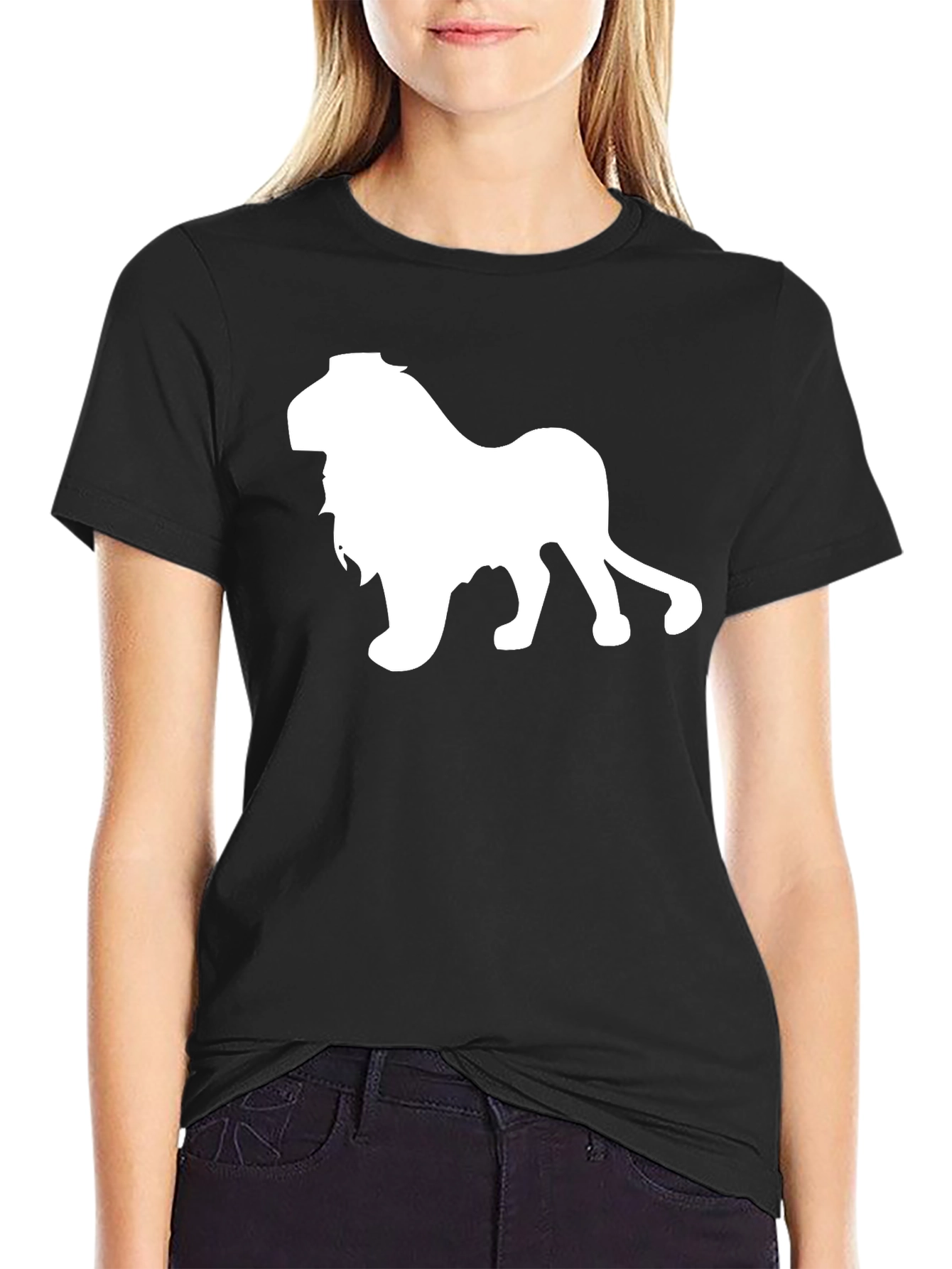 Lion Graphic Tee - Black Cotton T-Shirt