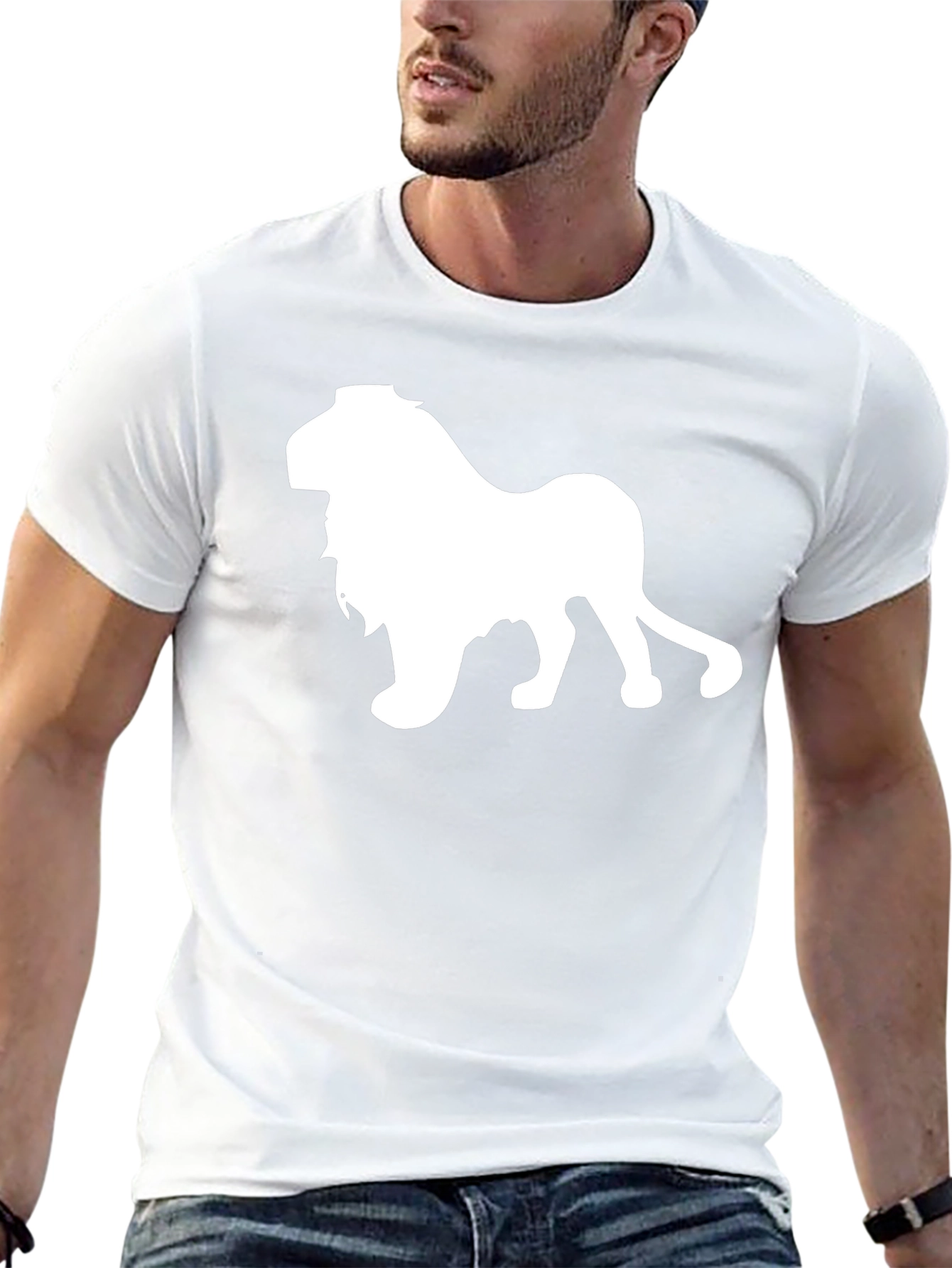 Lion Graphic Tee - Black Cotton T-Shirt